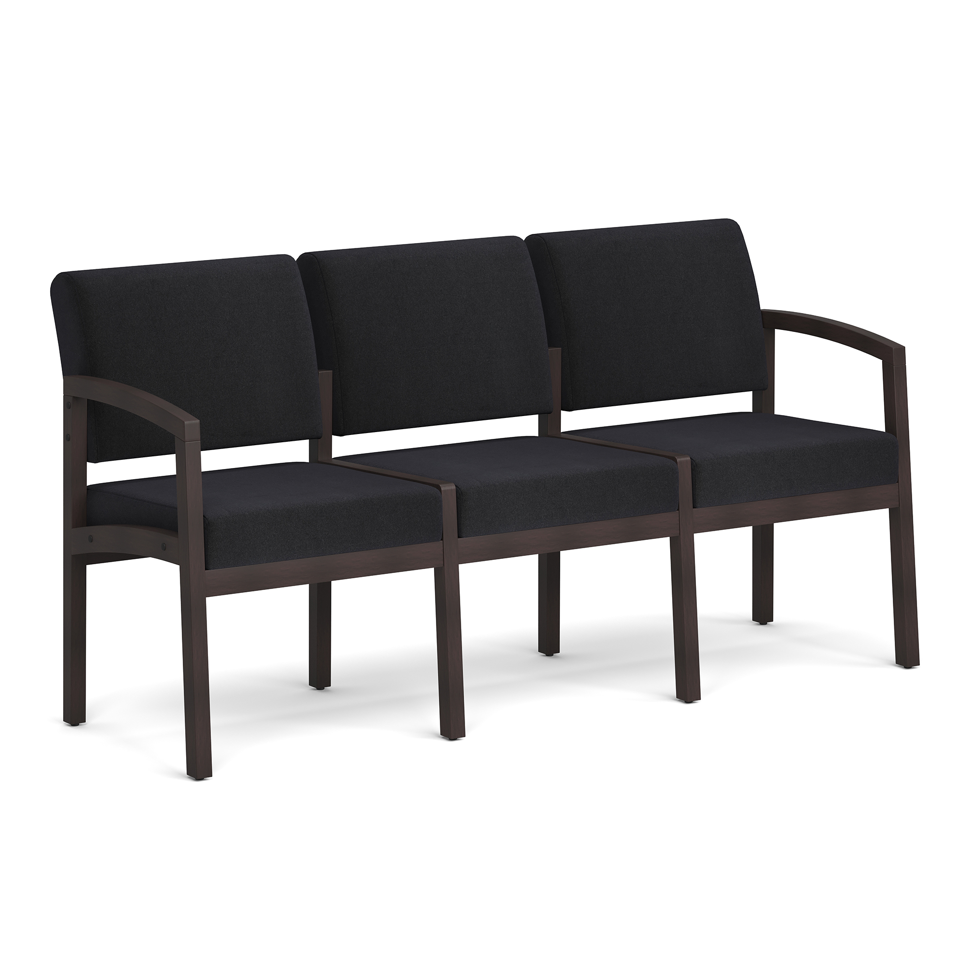 Baker 3-Seater with Half Arm - Black Fabric - Espresso