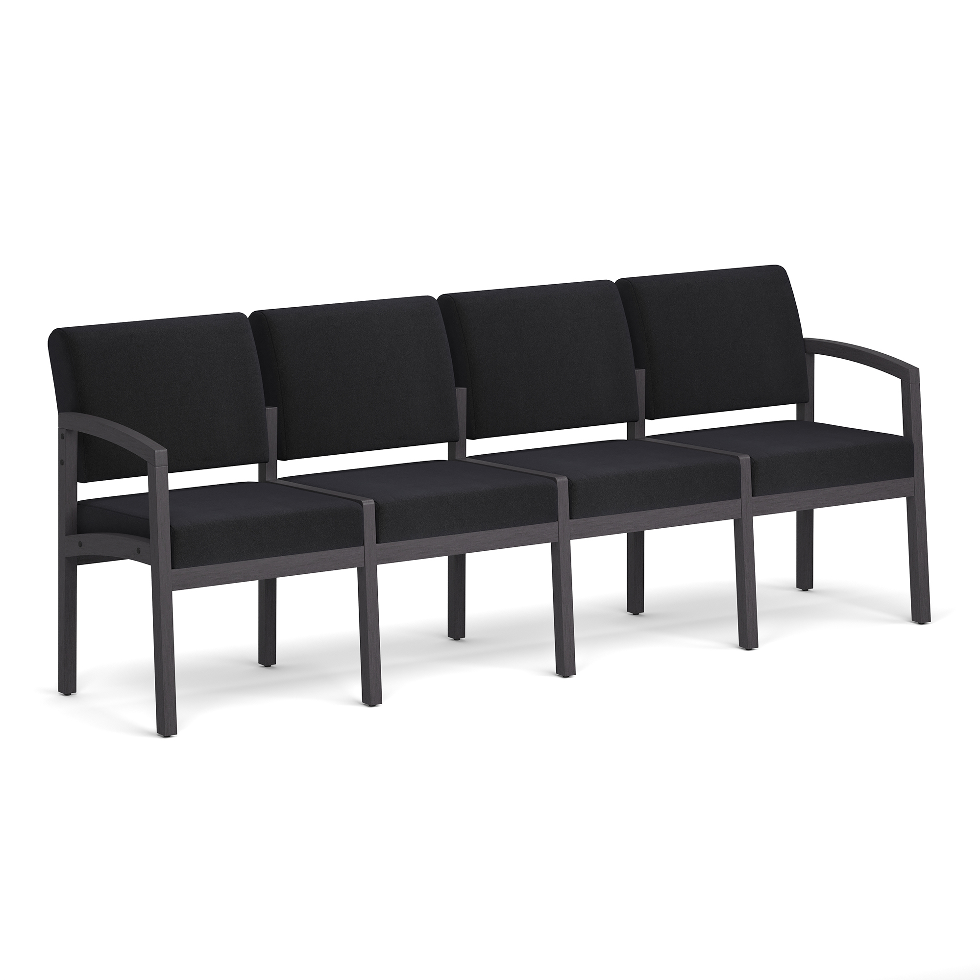 Baker 4-Seater with Half Arm - Black Fabric - Coastal Gray