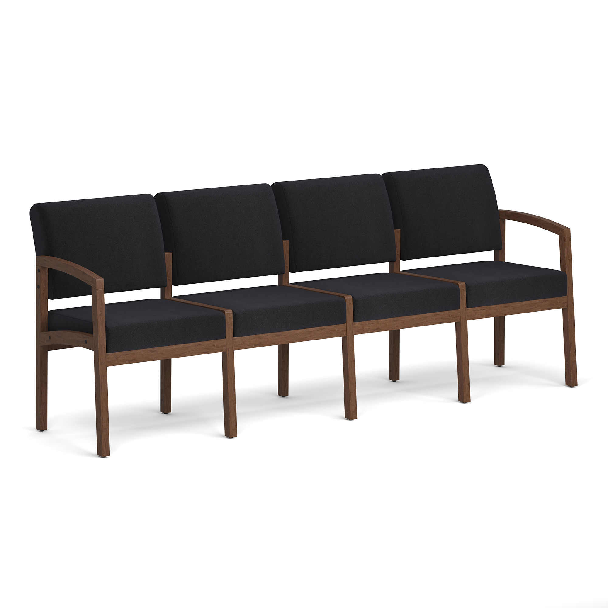 Baker 4-Seater with Half Arm - Black Fabric - Modern Walnut