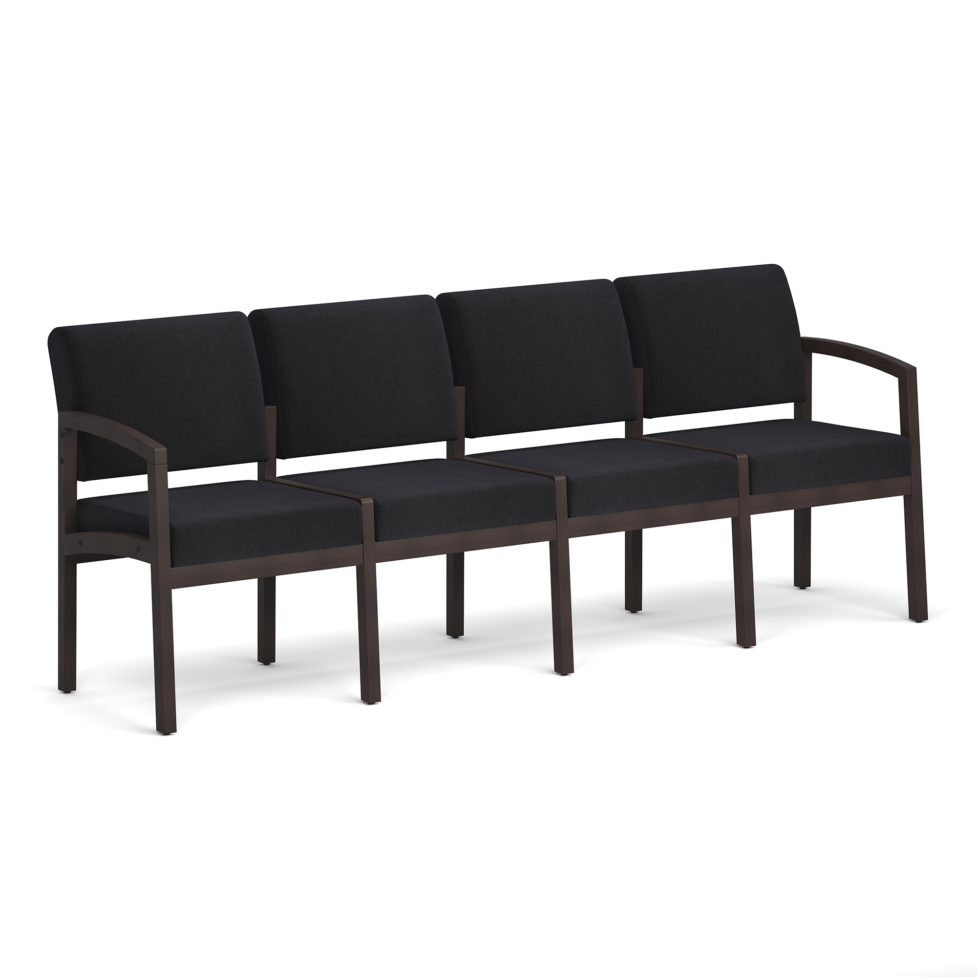 Baker 4-Seater with Half Arm - Black Fabric - Espresso