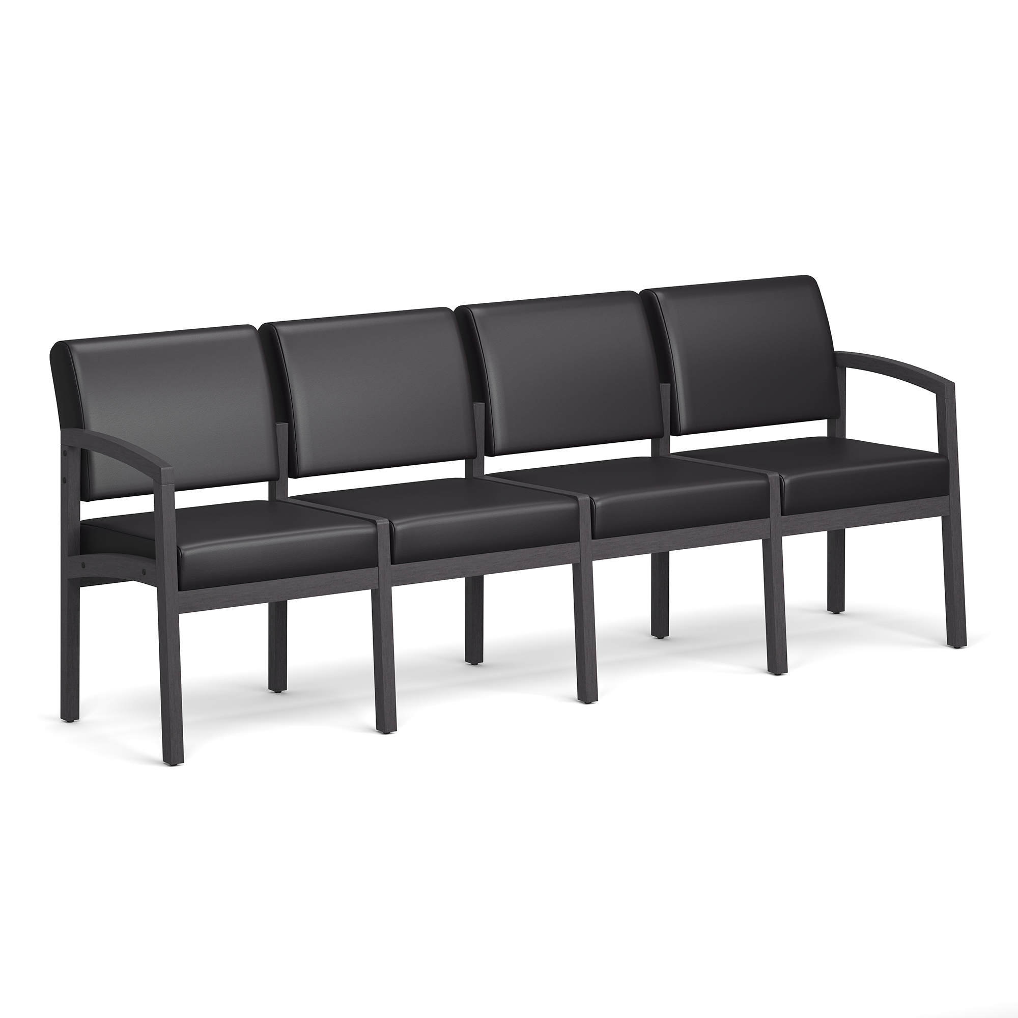 Baker 4-Seater with Half Arm - Black PU Leather - Coastal Gray