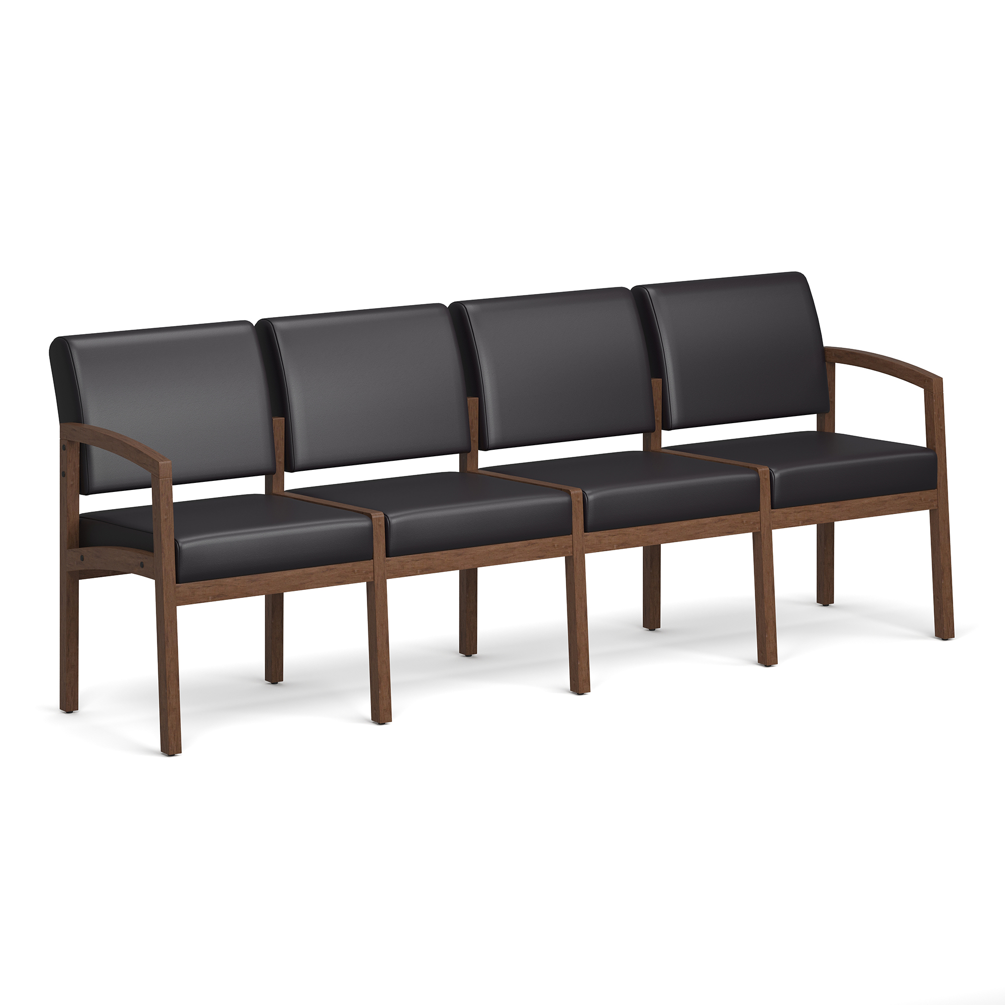 Baker 4-Seater with Half Arm - Black PU Leather - Modern Walnut