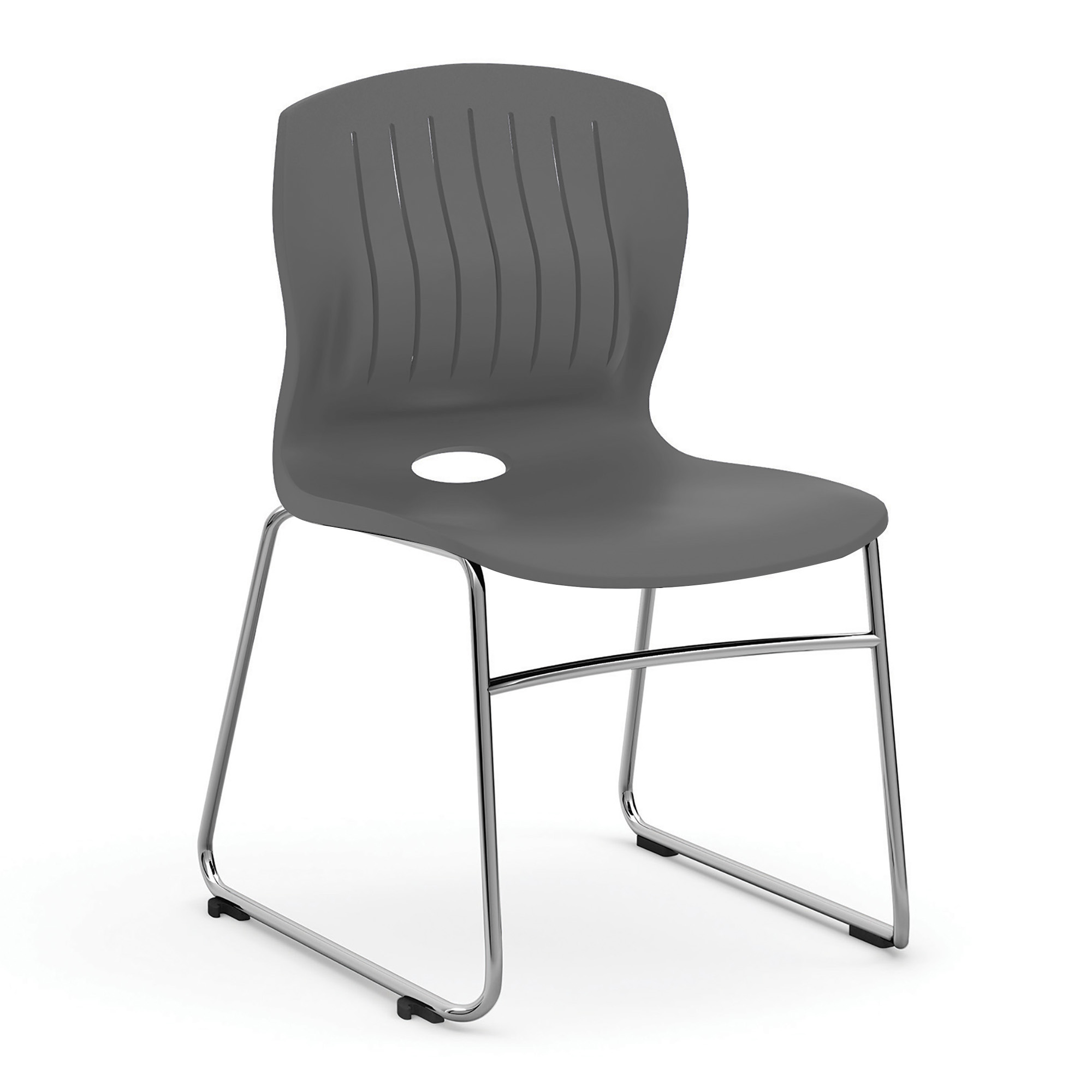 OfficeSource | Slash | Armless Sled Base Stack Chair with Chrome Frame