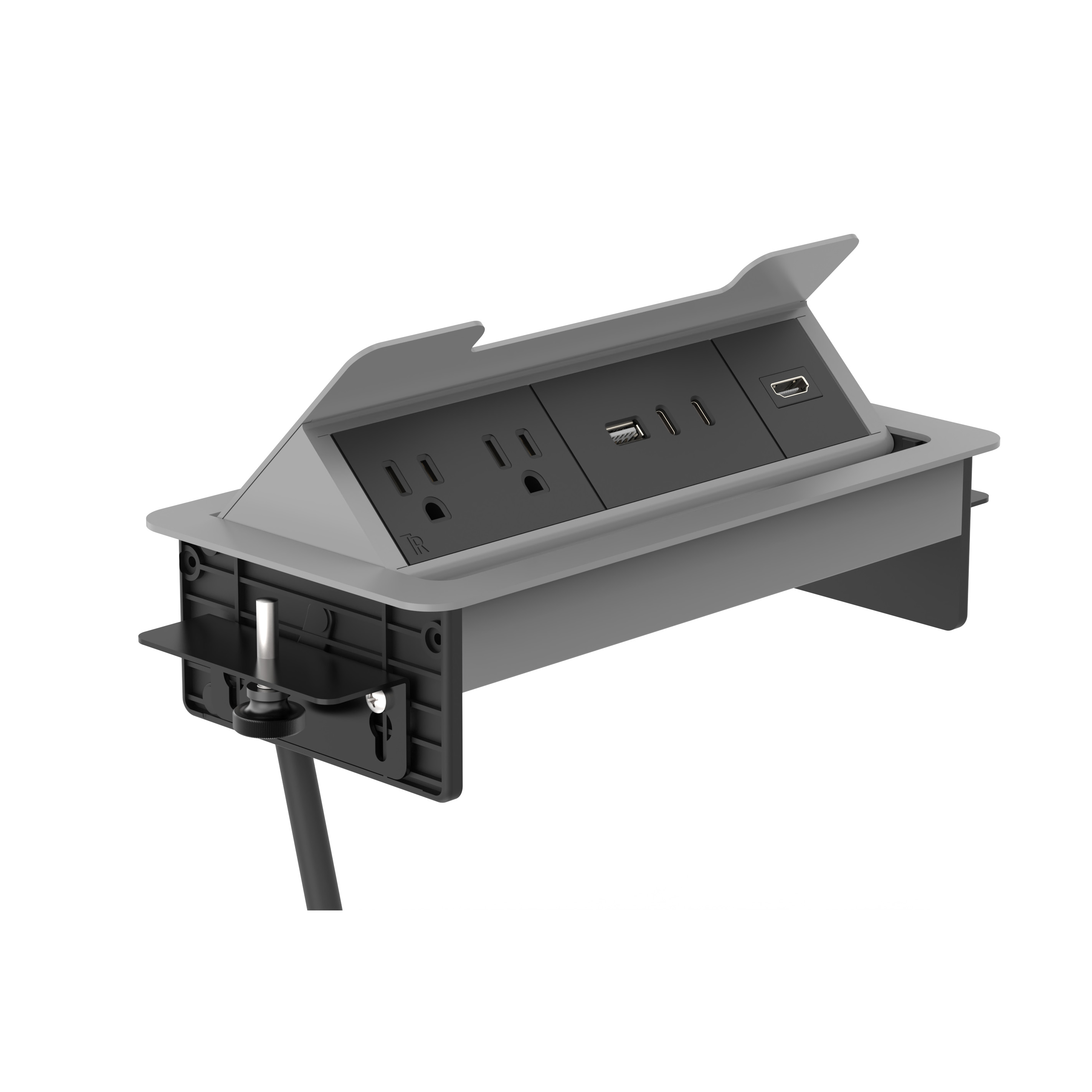 OfficeSource Pop-Up Power Insert with 6' Power Cord - Silver
