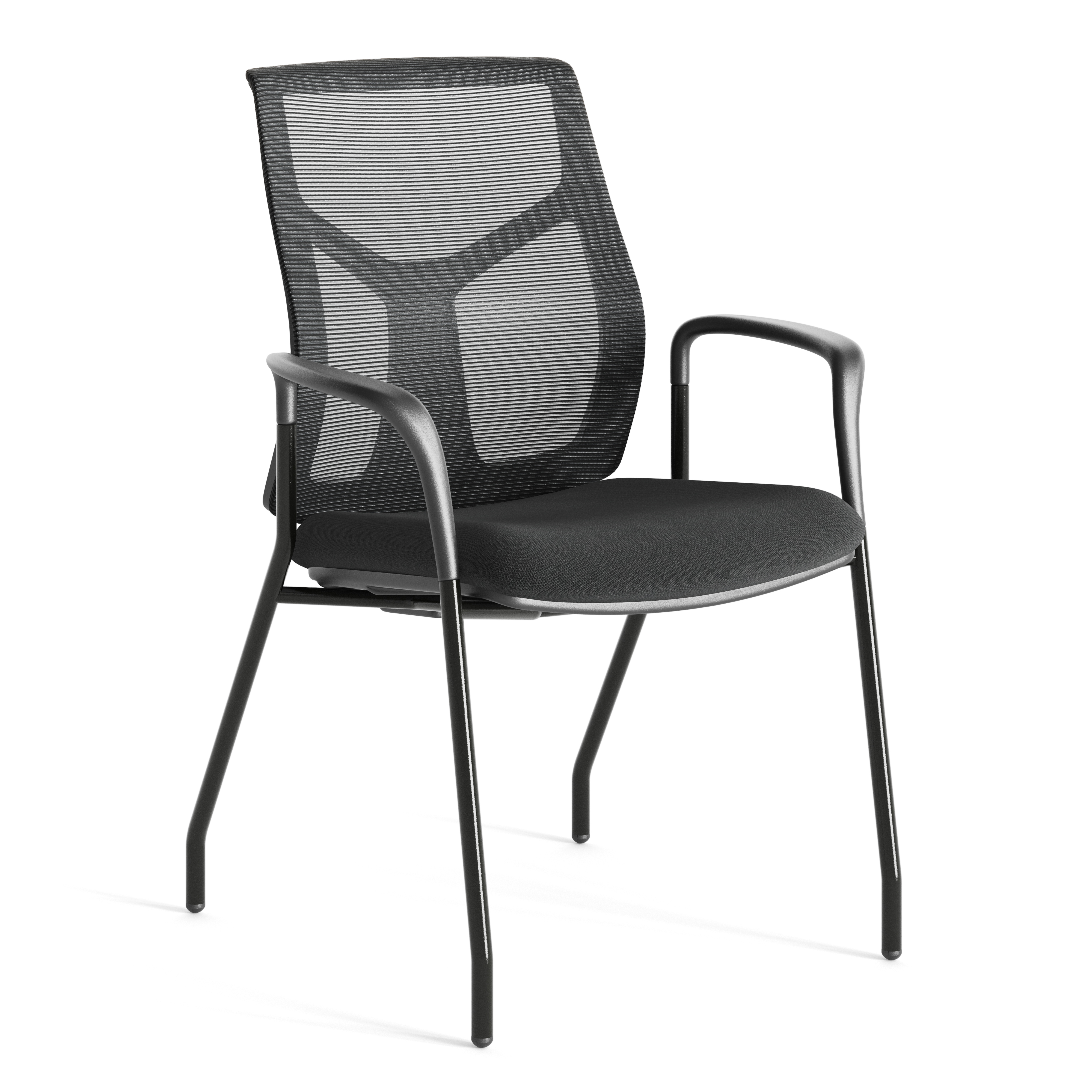 OfficeSource Starlight Executive Guest Chair with Black Frame - Black Fabric