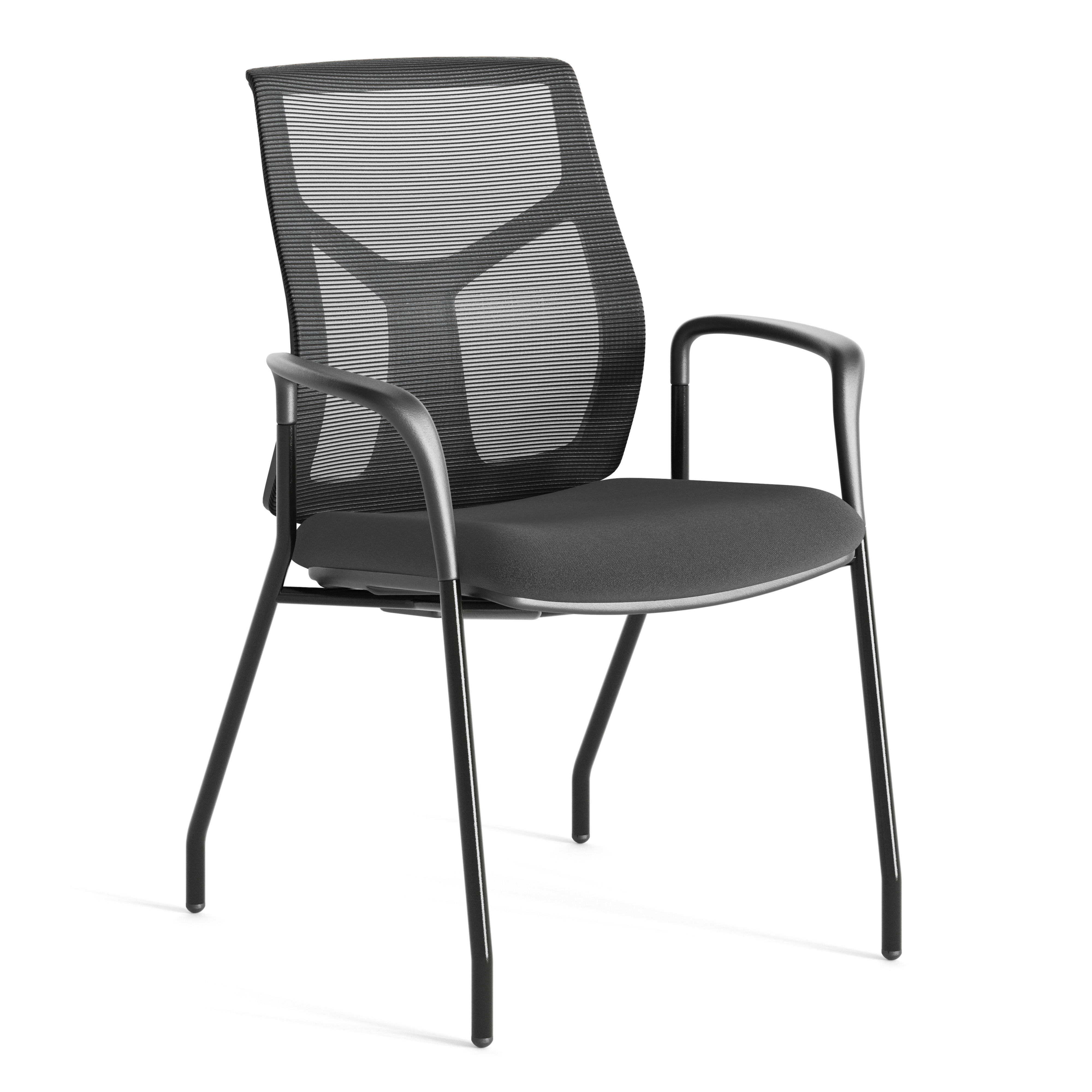 OfficeSource Starlight Executive Guest Chair with Black Frame - Charcoal Fabric