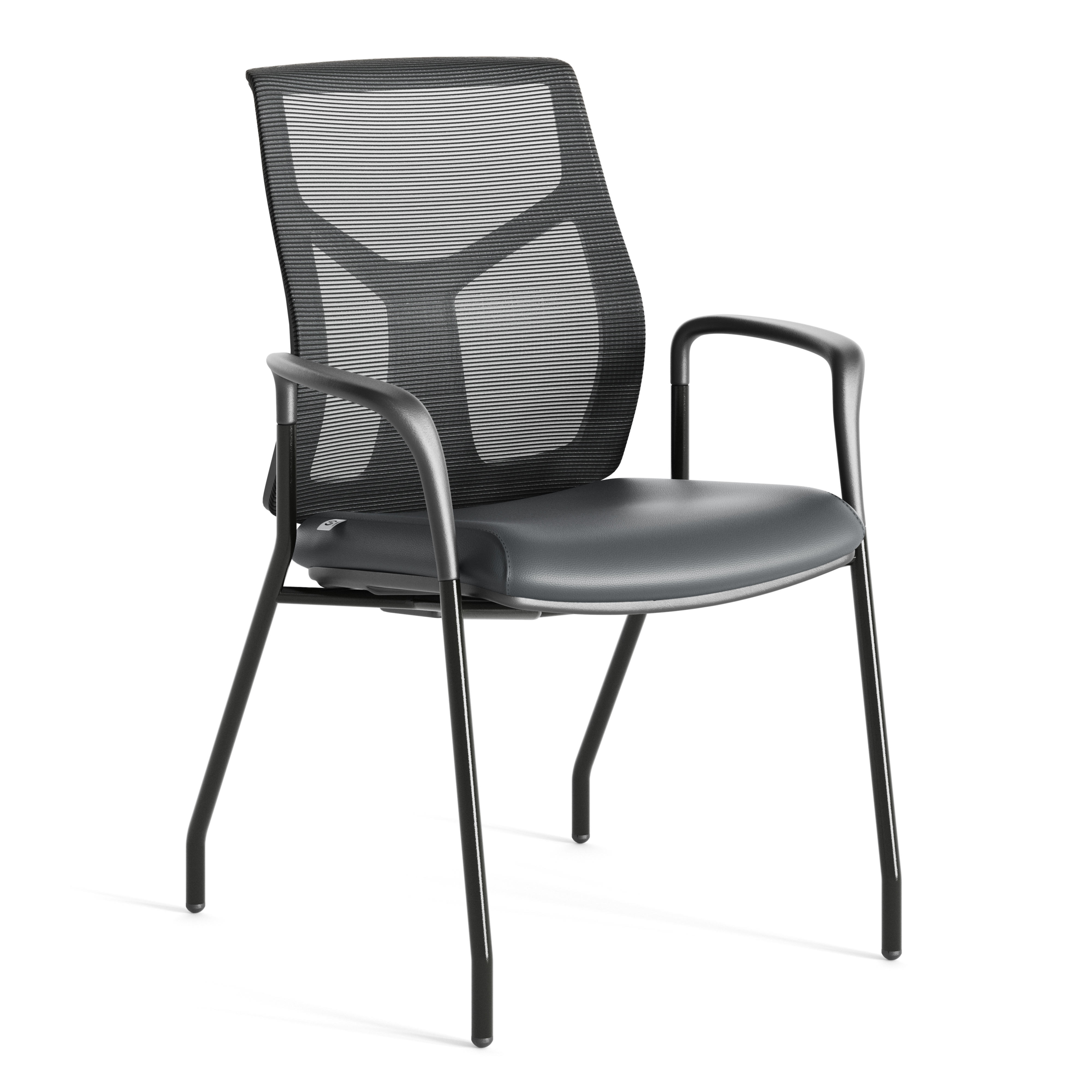 OfficeSource Starlight Executive Guest Chair with Black Frame - Black PU Leather