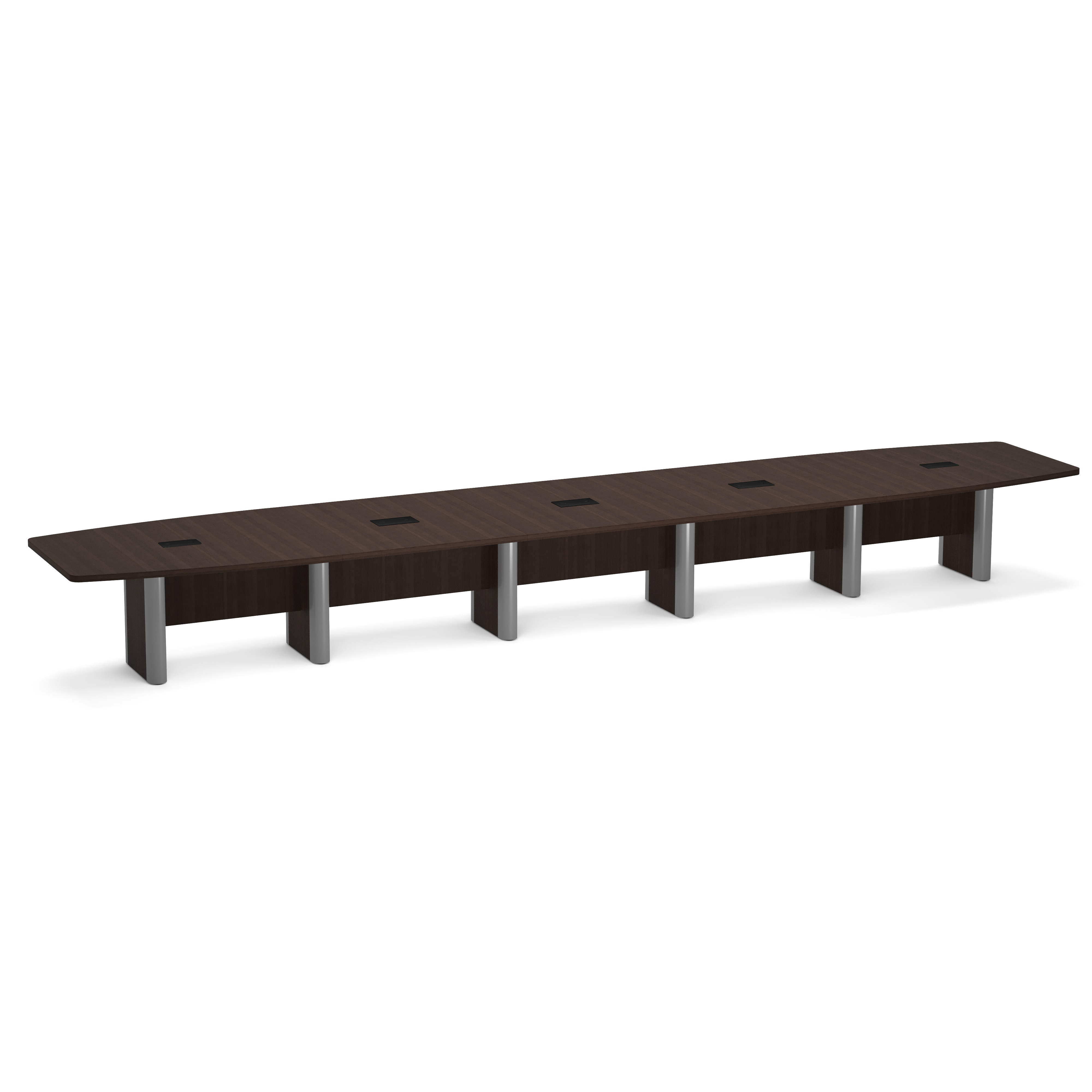 OfficeSource | OS Laminate Conference Tables | Expandable Boat Shaped Conference Table with Elliptical Base - 22' - Java