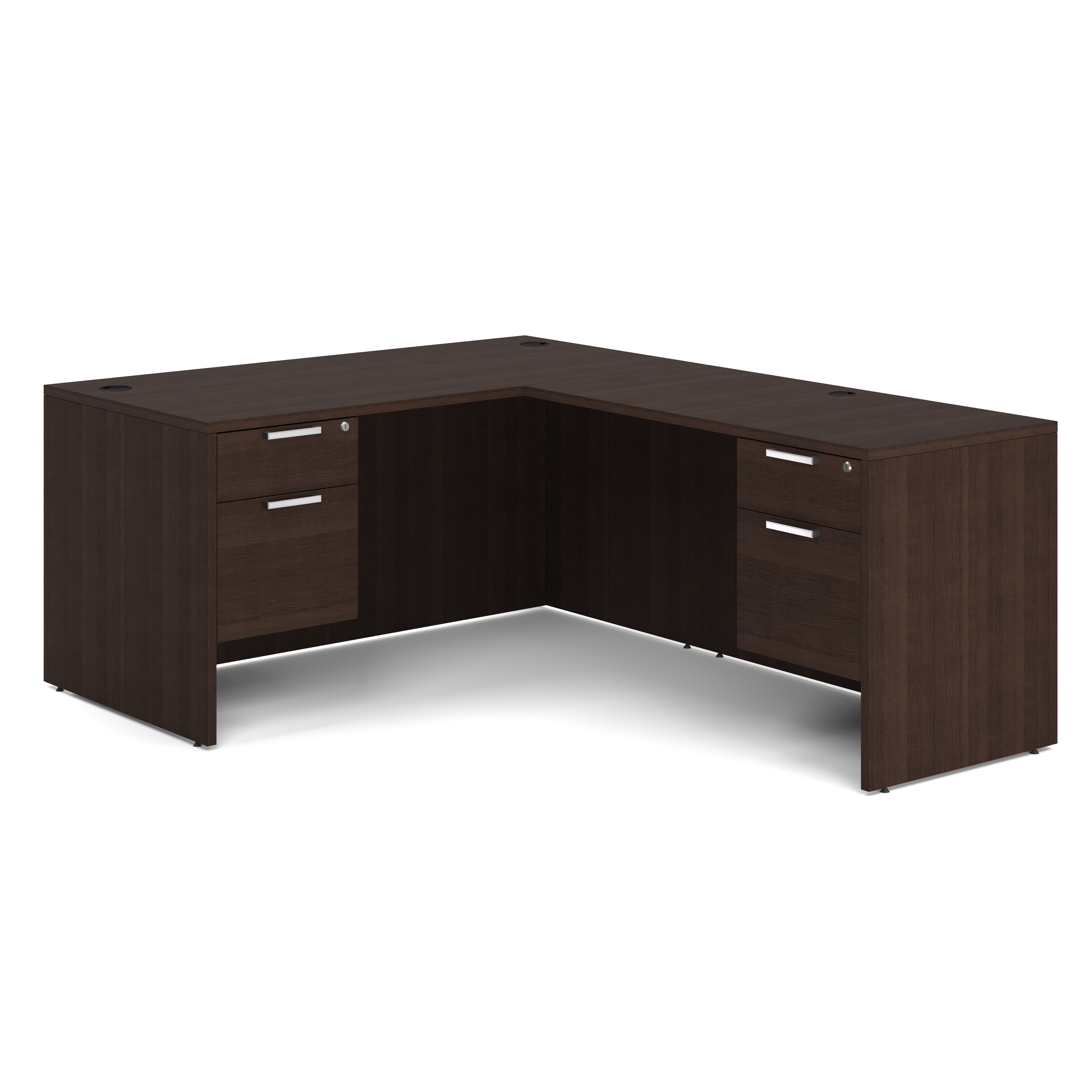 OS Laminate Double 3/4 Pedestal L-Desk - 60'' x 30'' - Java