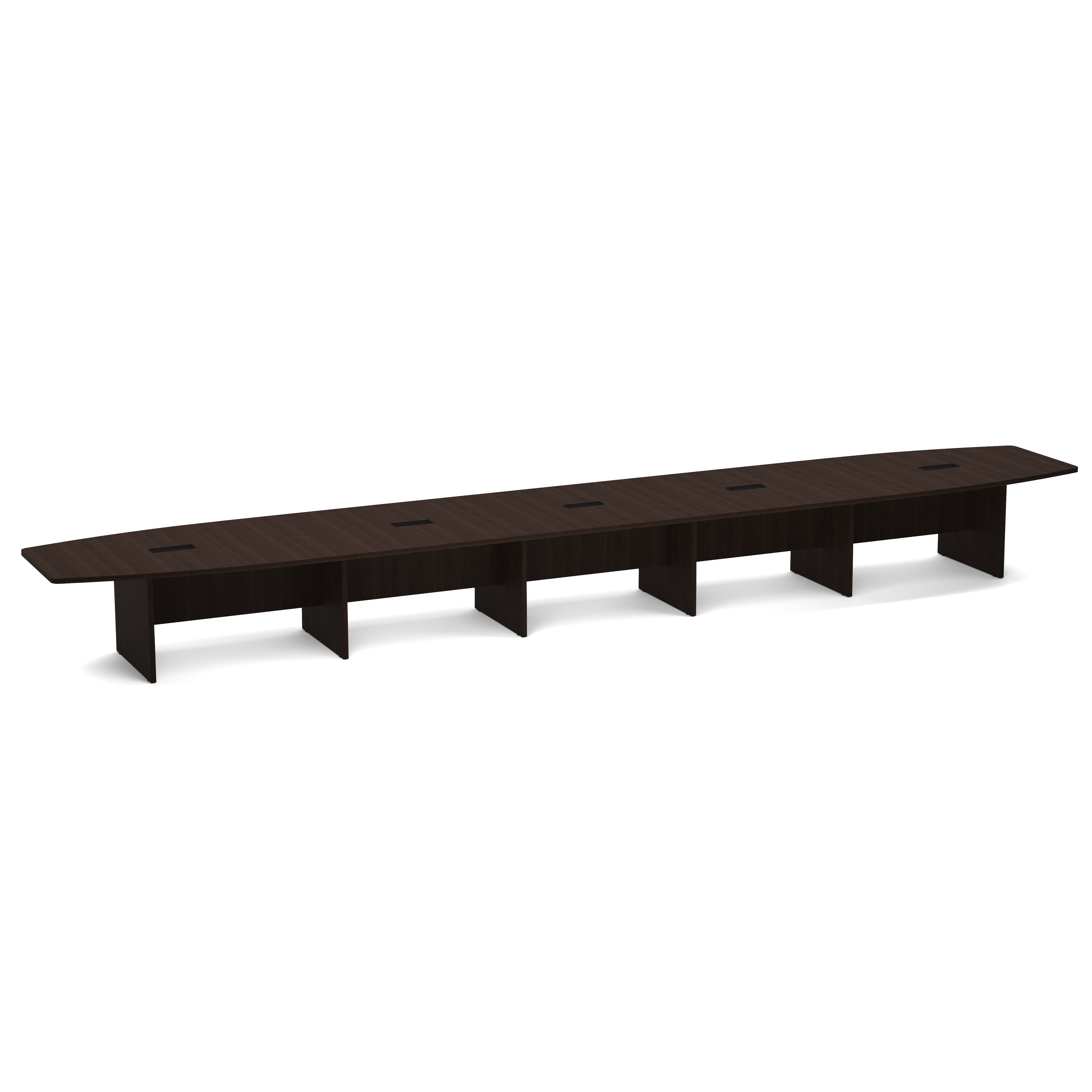 OfficeSource | OS Laminate Conference Tables | Expandable Boat Shaped Conference Table with Slab Base - 24' - Java