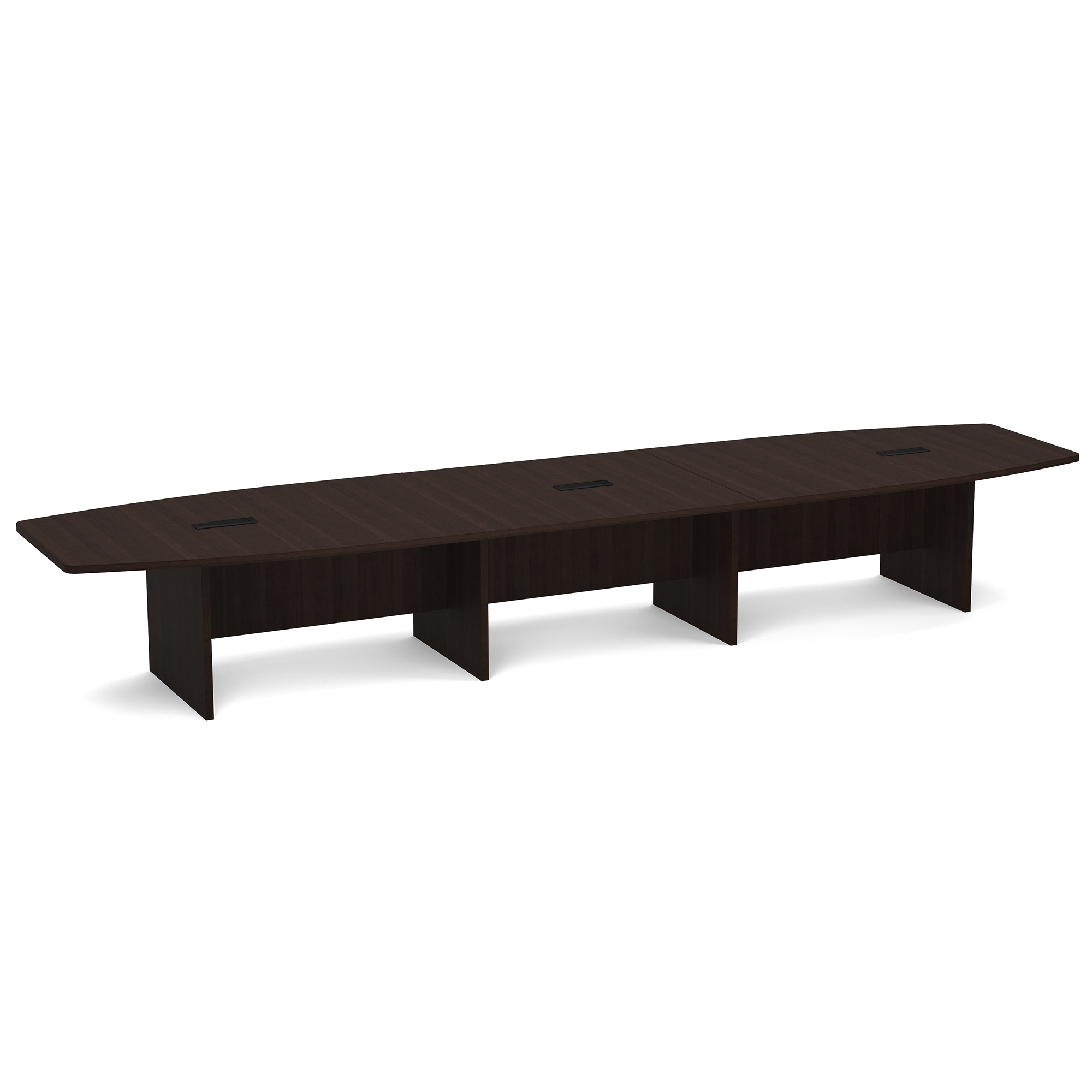 OfficeSource OS Laminate Conference Tables - Expandable Boat Shaped Conference Table with Slab Base - 16' - Java