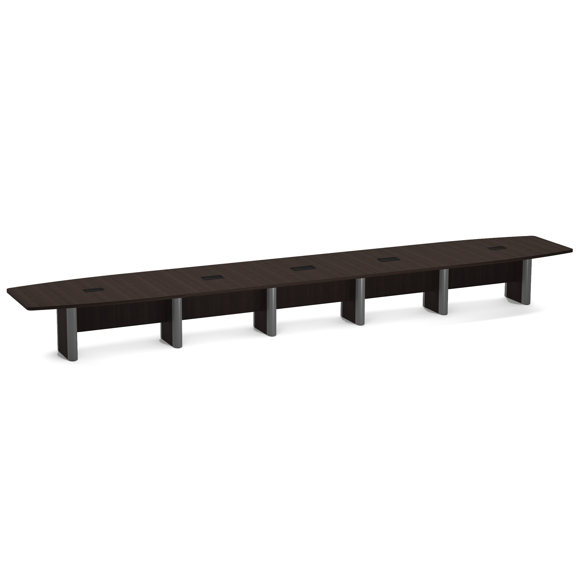 OfficeSource | OS Laminate Conference Tables | Expandable Boat Shaped Conference Table with Elliptical Base - 24' - Java