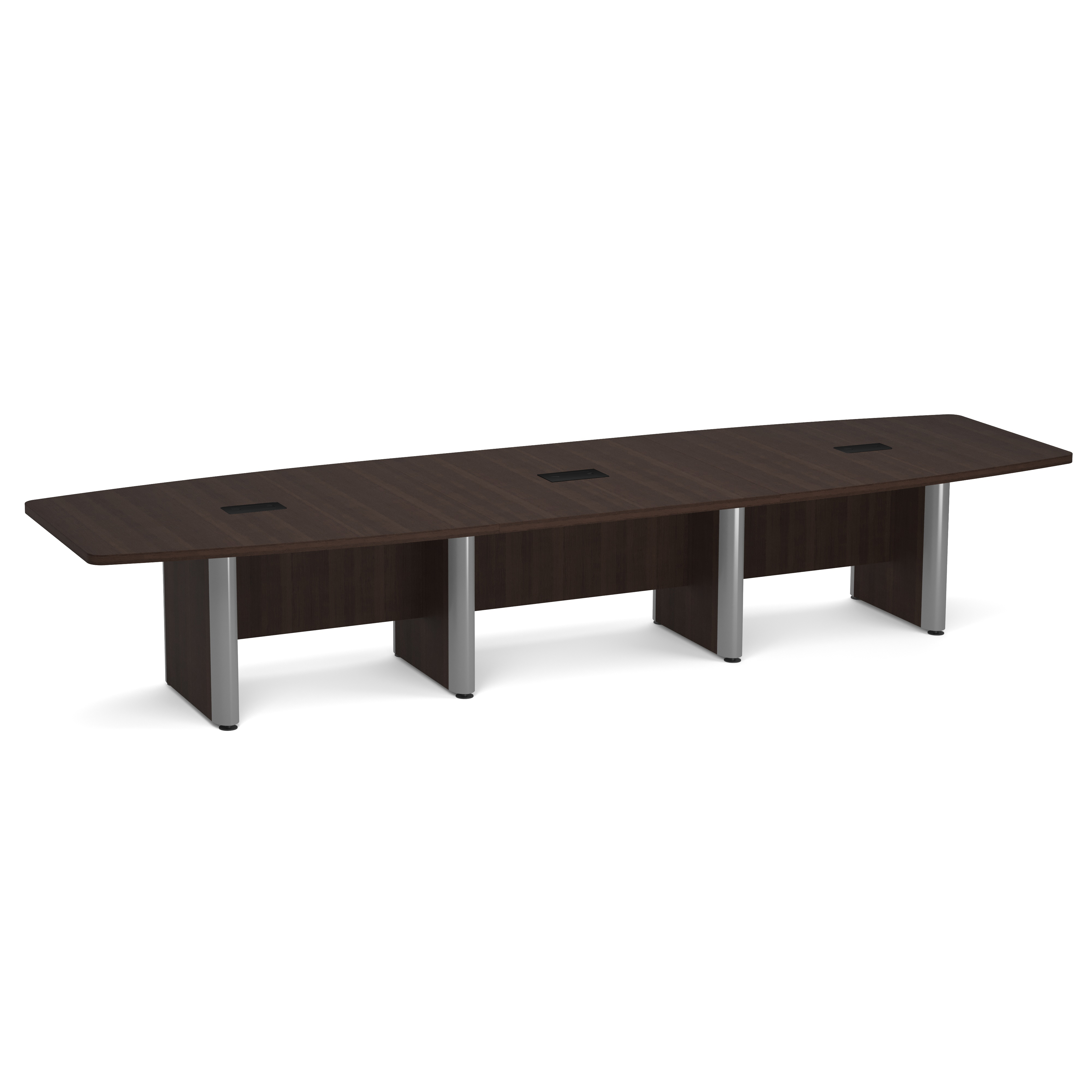 OfficeSource | OS Laminate Conference Tables | Expandable Boat Shaped Conference Table with Elliptical Base - 14' - Java