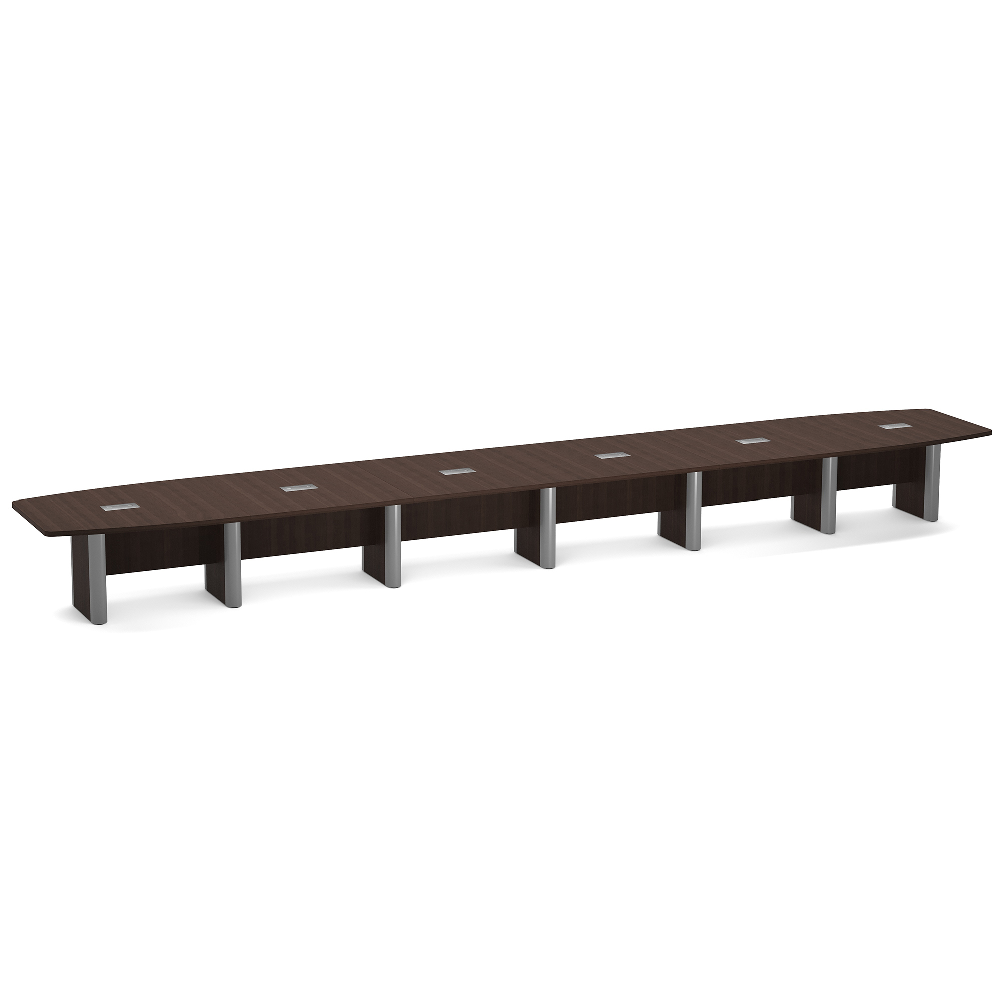 OfficeSource | OS Laminate Conference Tables |Expandable Boat Shaped Conference Table with Elliptical Base - 26' - Java