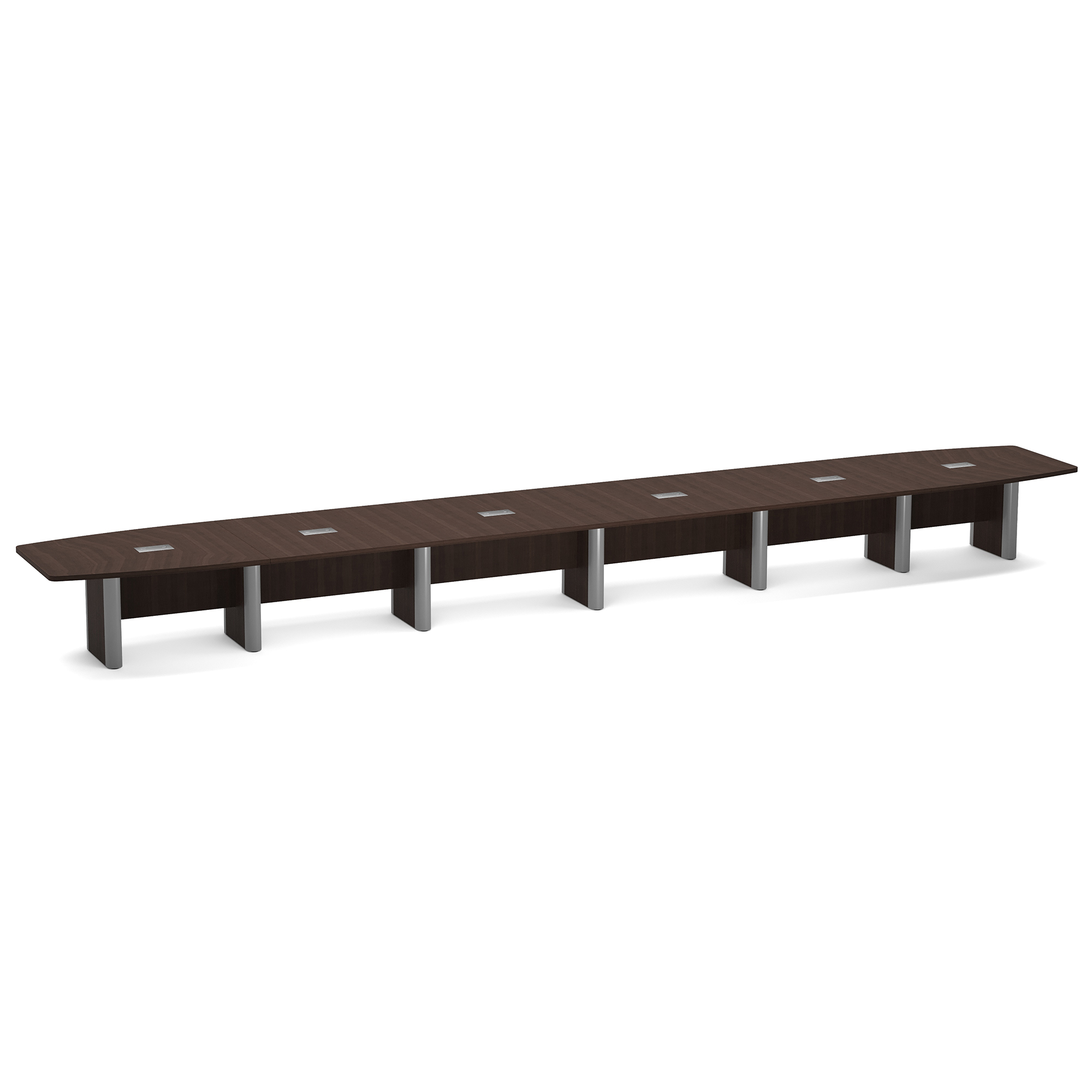 OfficeSource OS Laminate Conference Tables - Expandable Boat Shaped Conference Table with Elliptical Base - 28' - Java