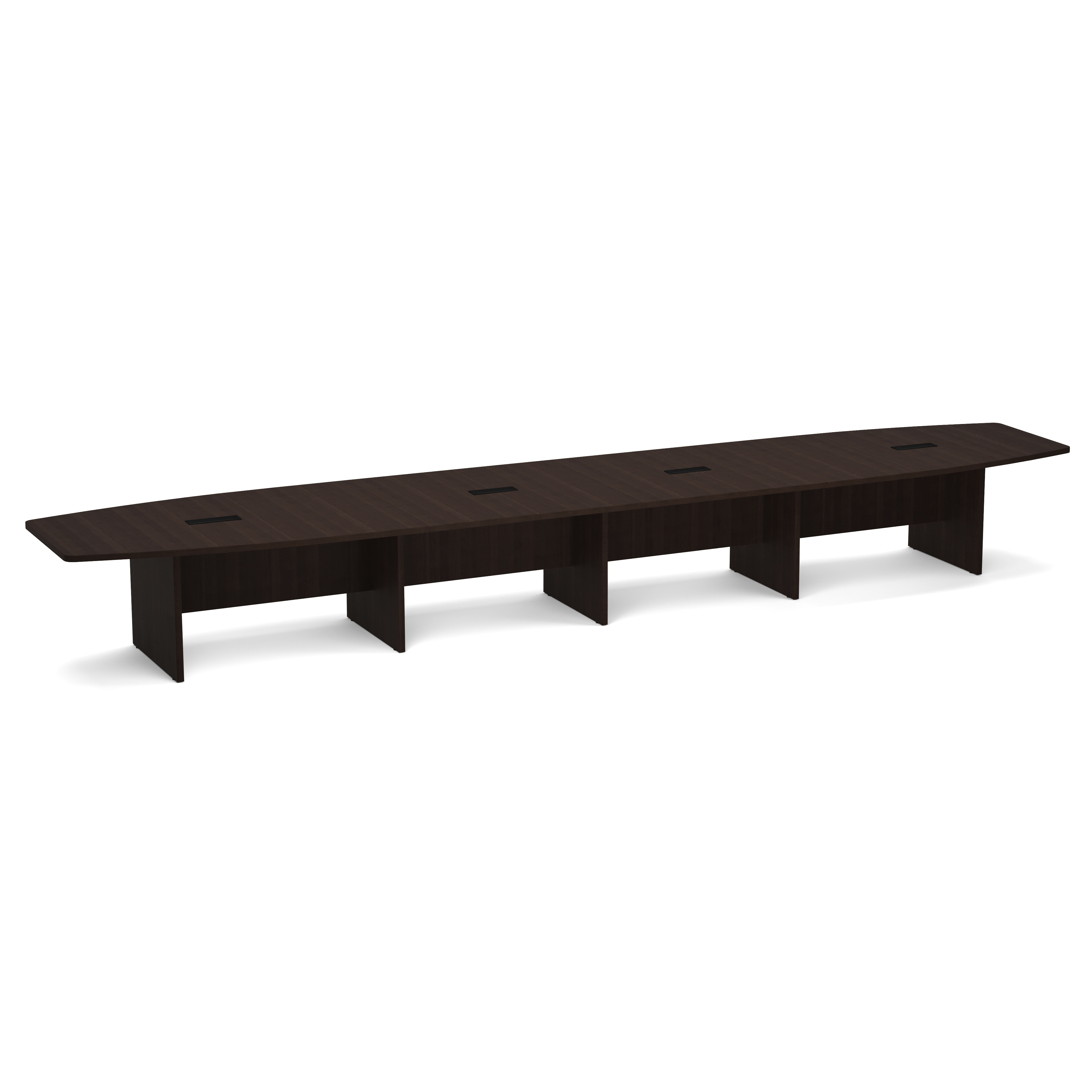 OfficeSource | OS Laminate Conference Tables | Expandable Boat Shaped Conference Table with Slab Base - 20' - Java