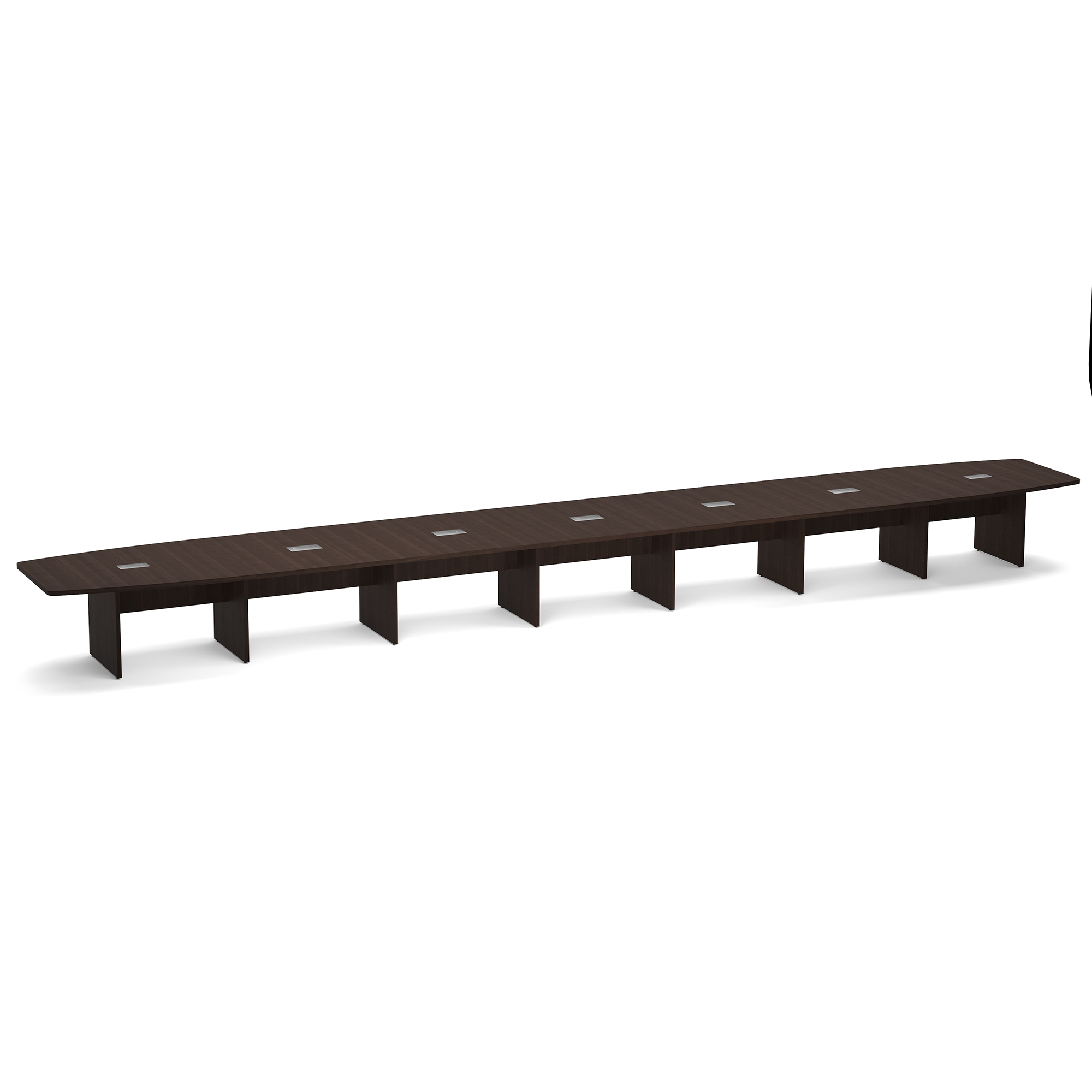 OfficeSource | OS Laminate Conference Tables | Expandable Boat Shaped Conference Table with Slab Base - 30' - Java