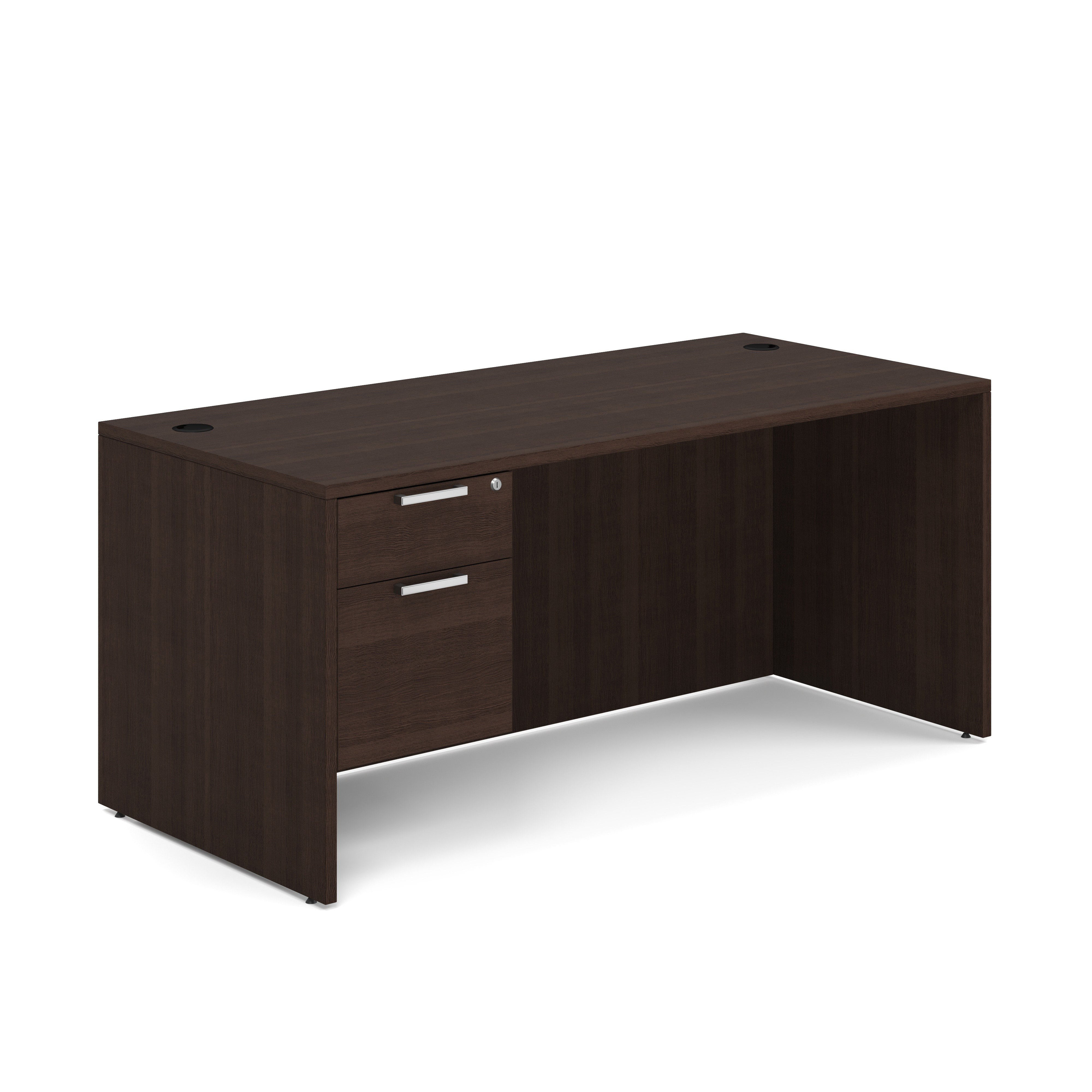 OfficeSource OS Laminate Collection Single 3/4 Pedestal Desk - 66" x 30"