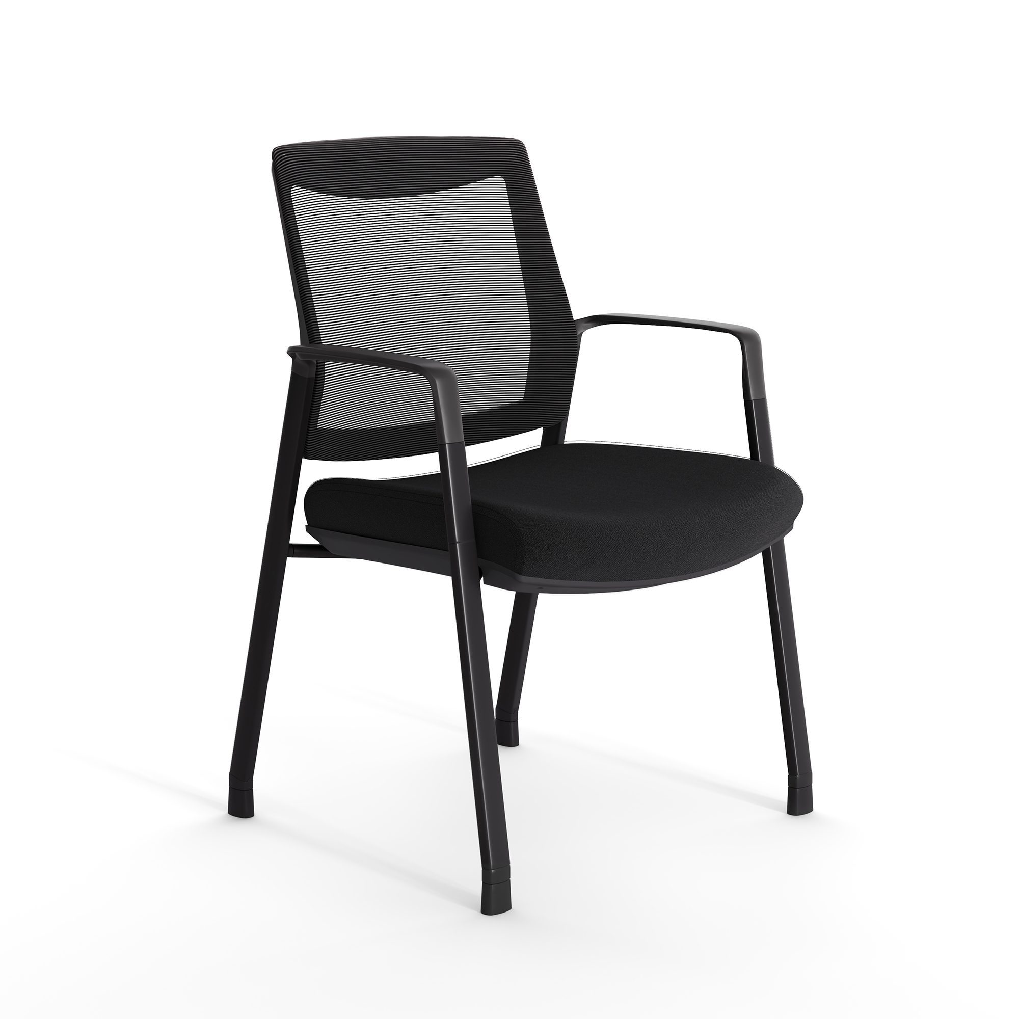 OfficeSource | Duo | 2-in-1 Stacking Chair - Black Fabric - Black