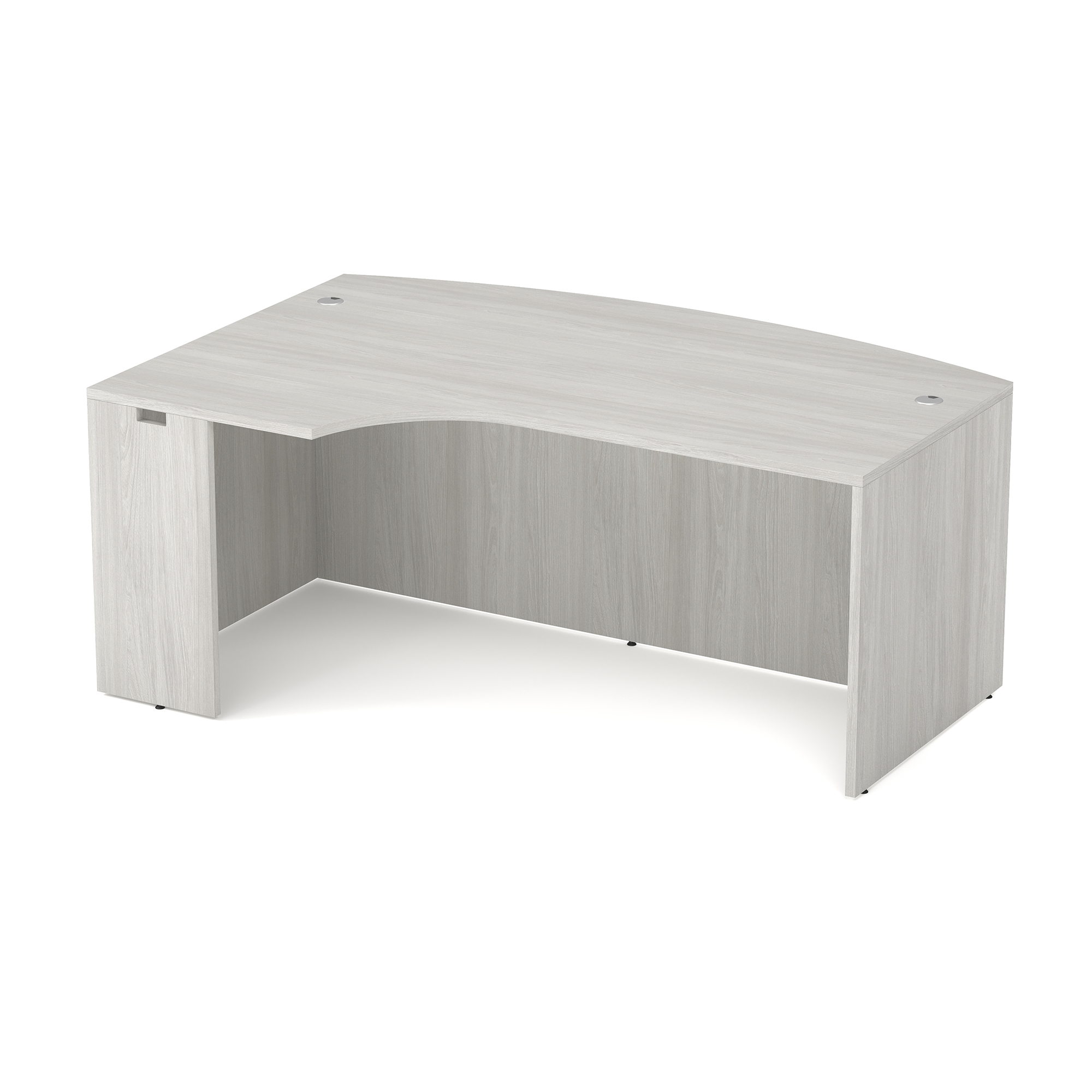 OfficeSource | OS Laminate | Bow Front Desk Shell with Left Corner Extension - Arcadia White