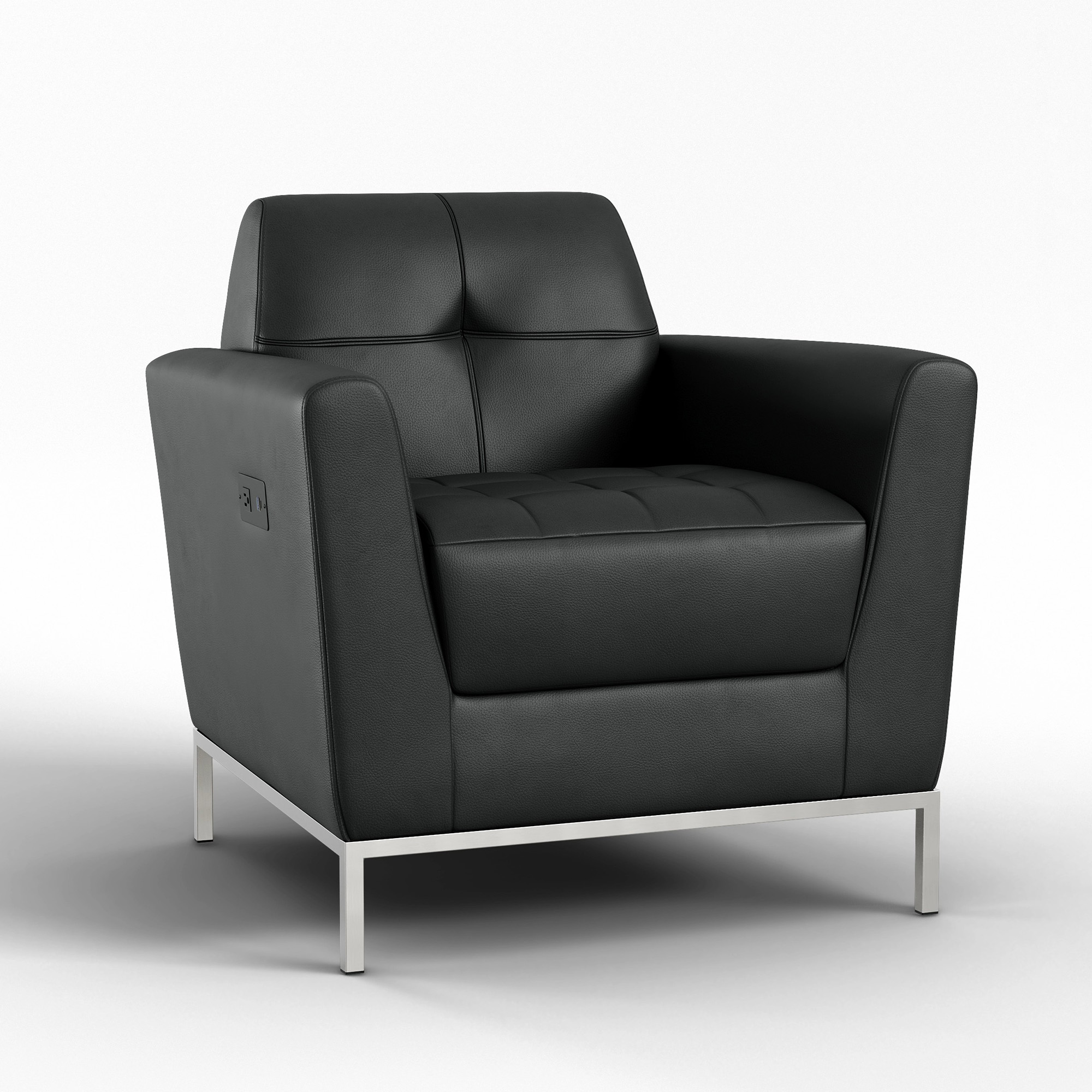 Parker Club Chair - Black - Chrome