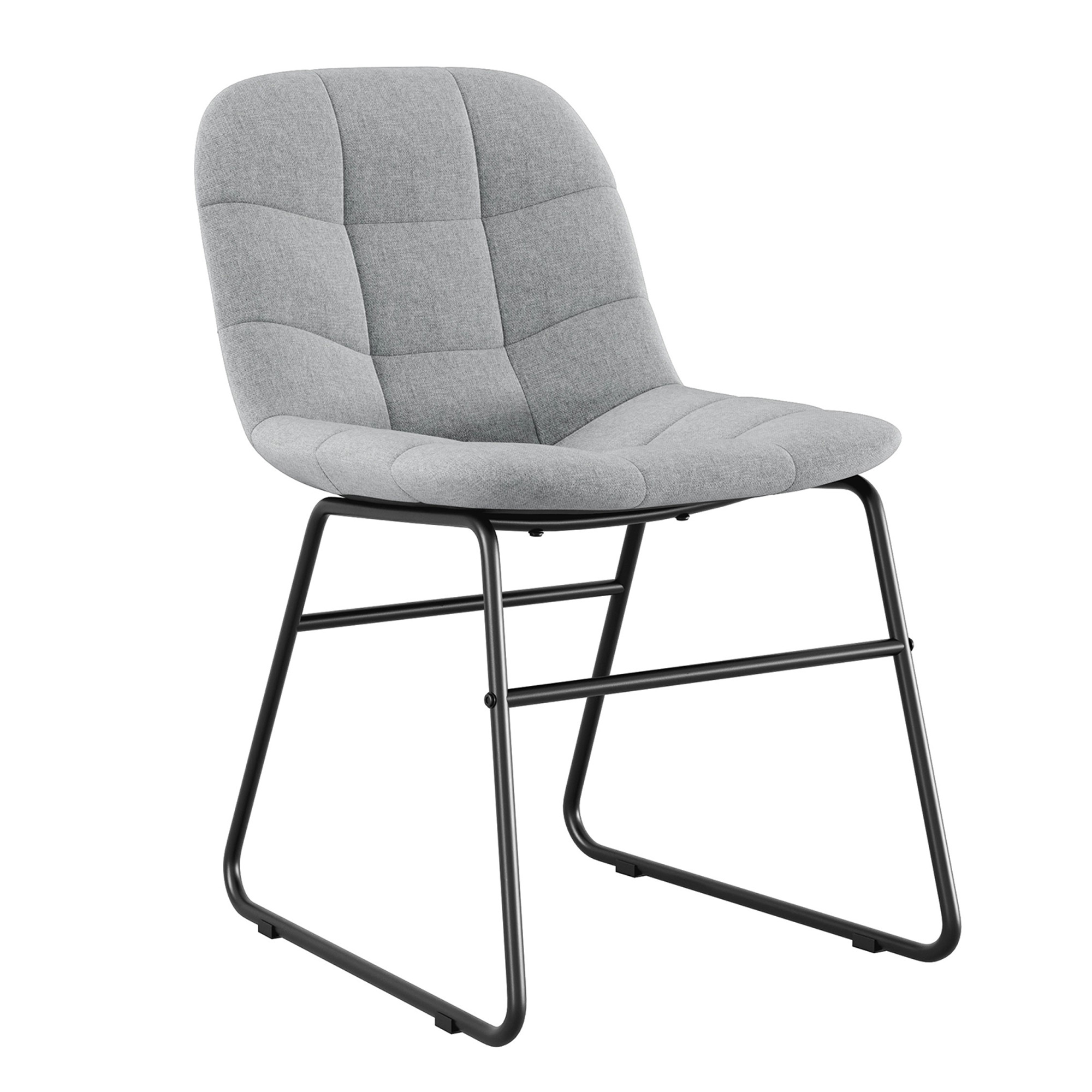 OfficeSource | Jaden | Fabric Guest Chair with Black Sled Base (Set of 2) - Lt Gray - Black