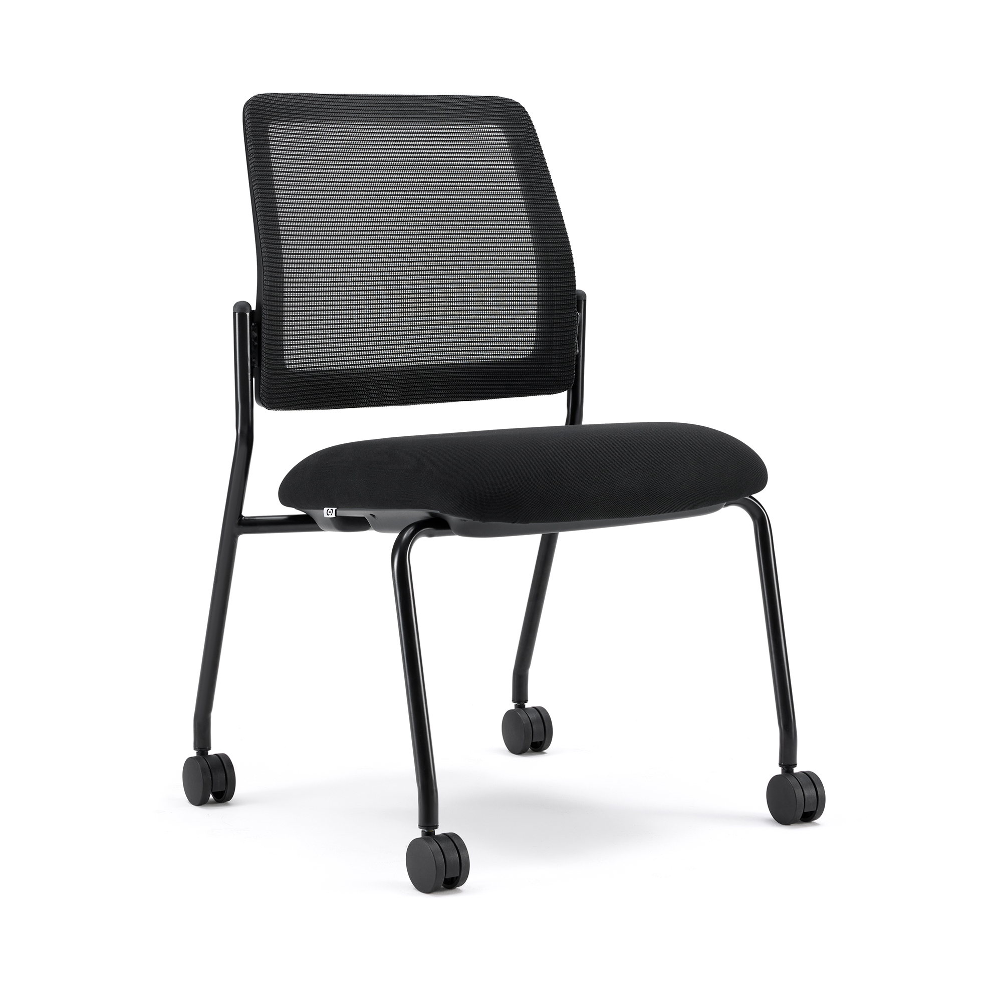 Starlight Armless Stacking Chair - Black Fabric - Black