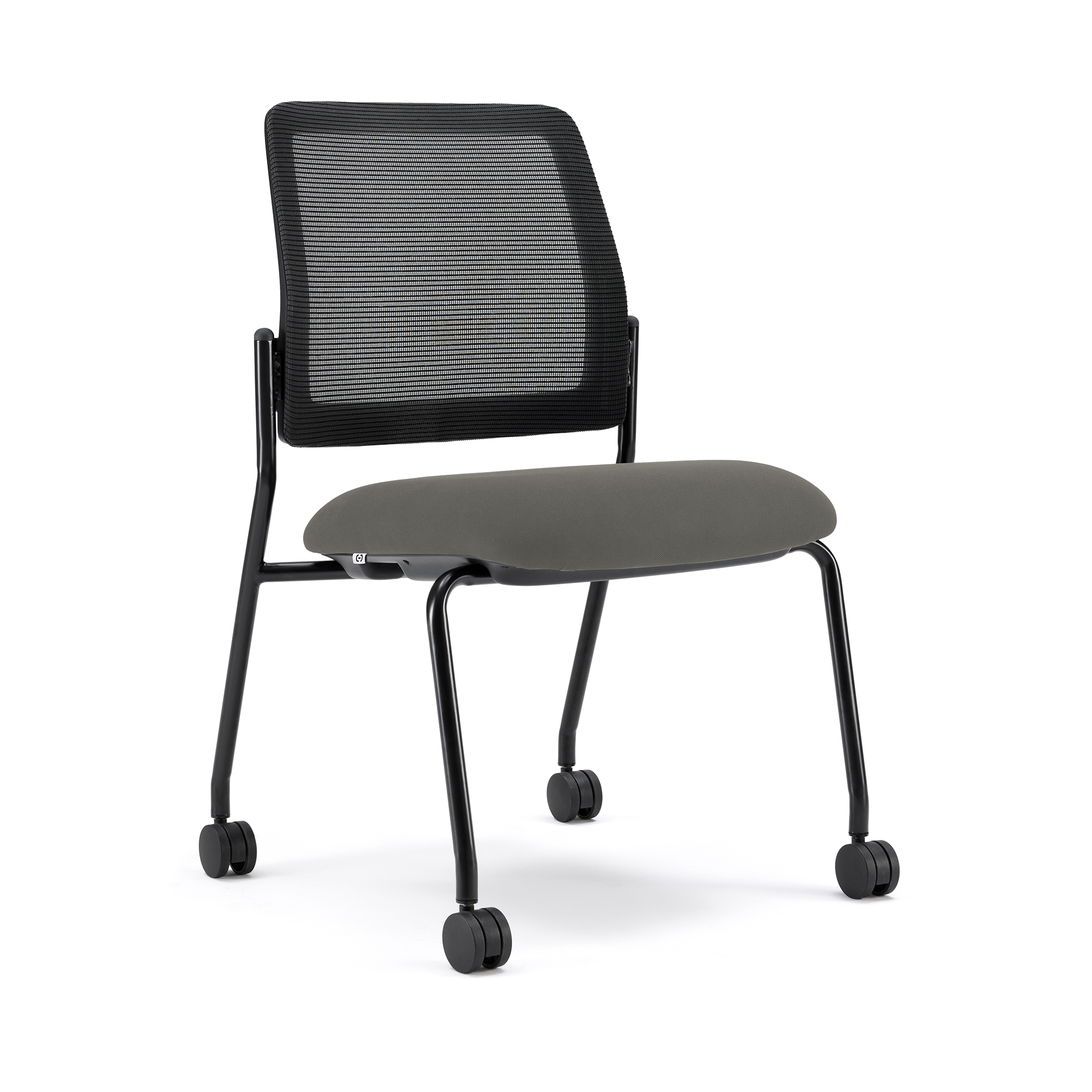 Starlight Armless Stacking Chair - Light Gray Fabric - Black