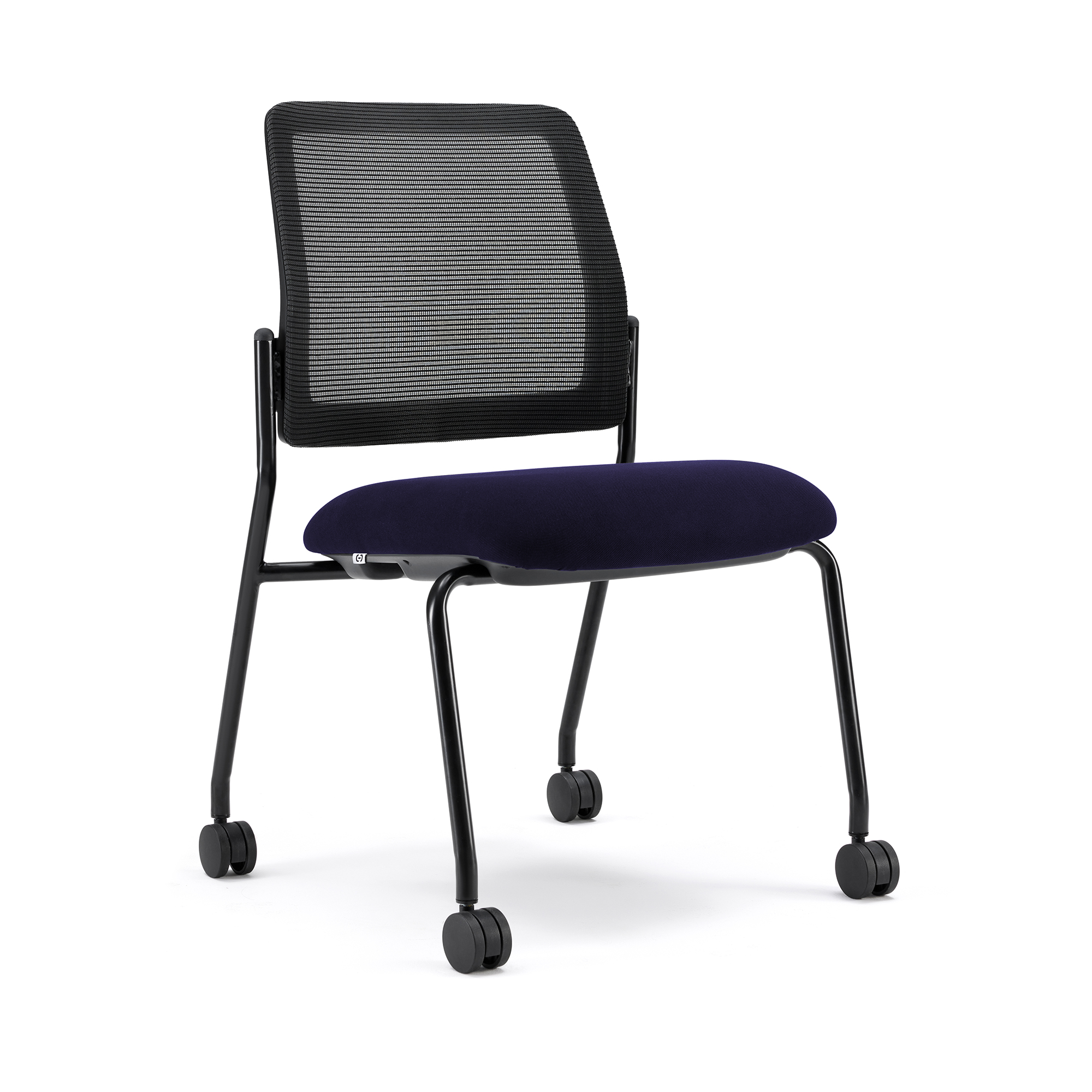 Starlight Armless Stacking Chair - Navy Fabric - Black