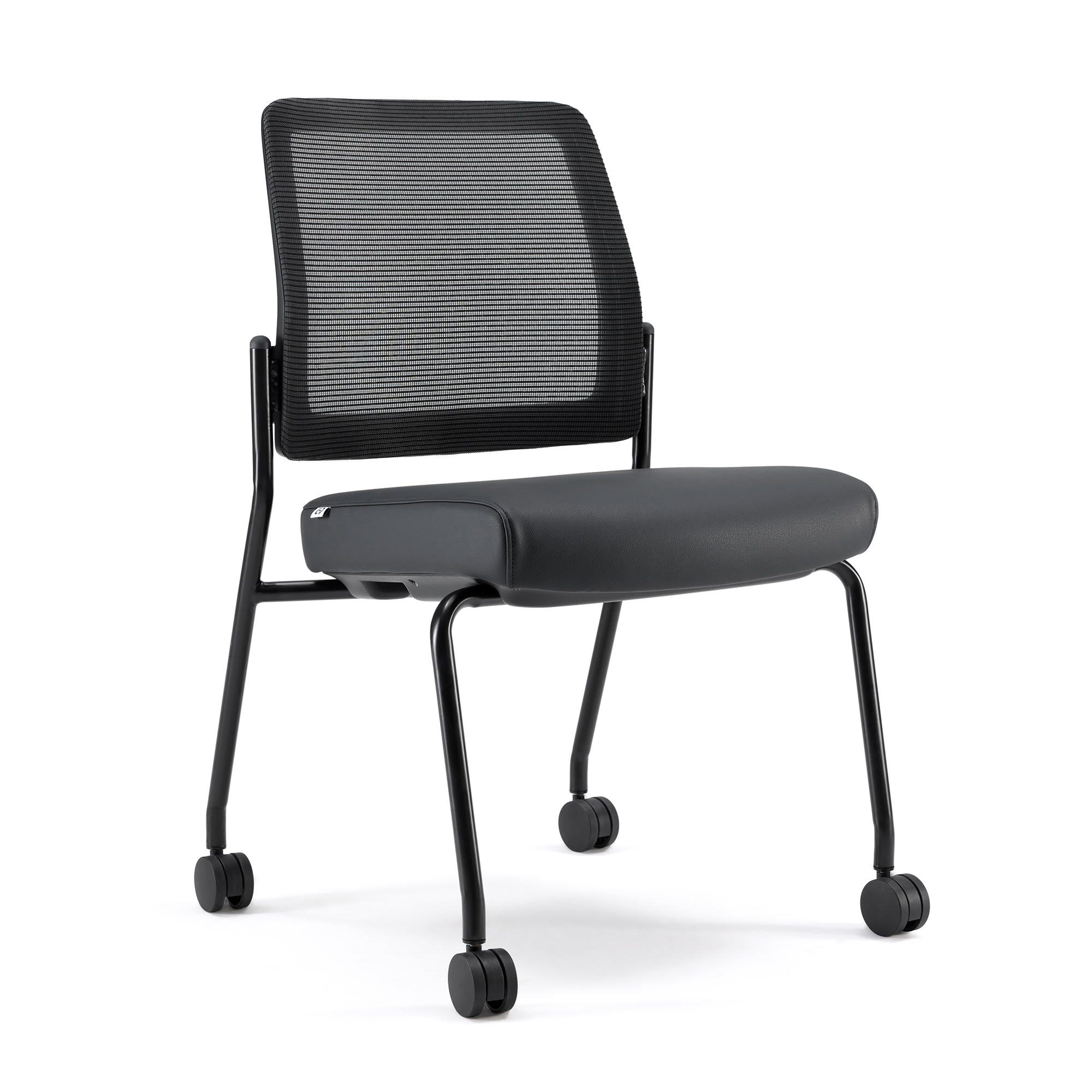 Starlight Armless Stacking Chair - Black PU Leather - Black