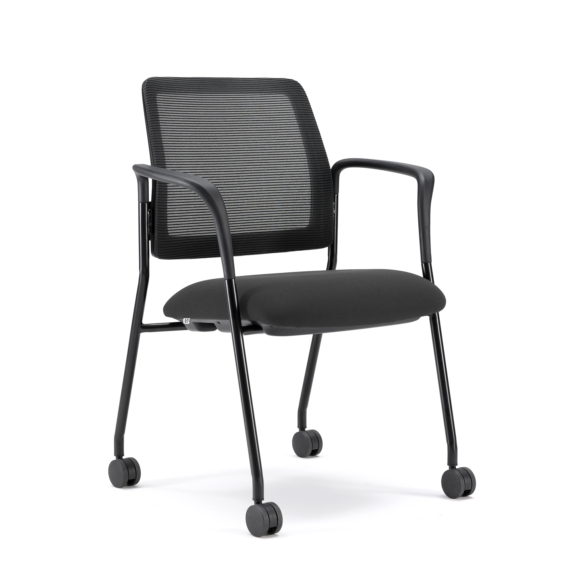 Starlight Stacking Chair with Arms - Charcoal Fabric - Black