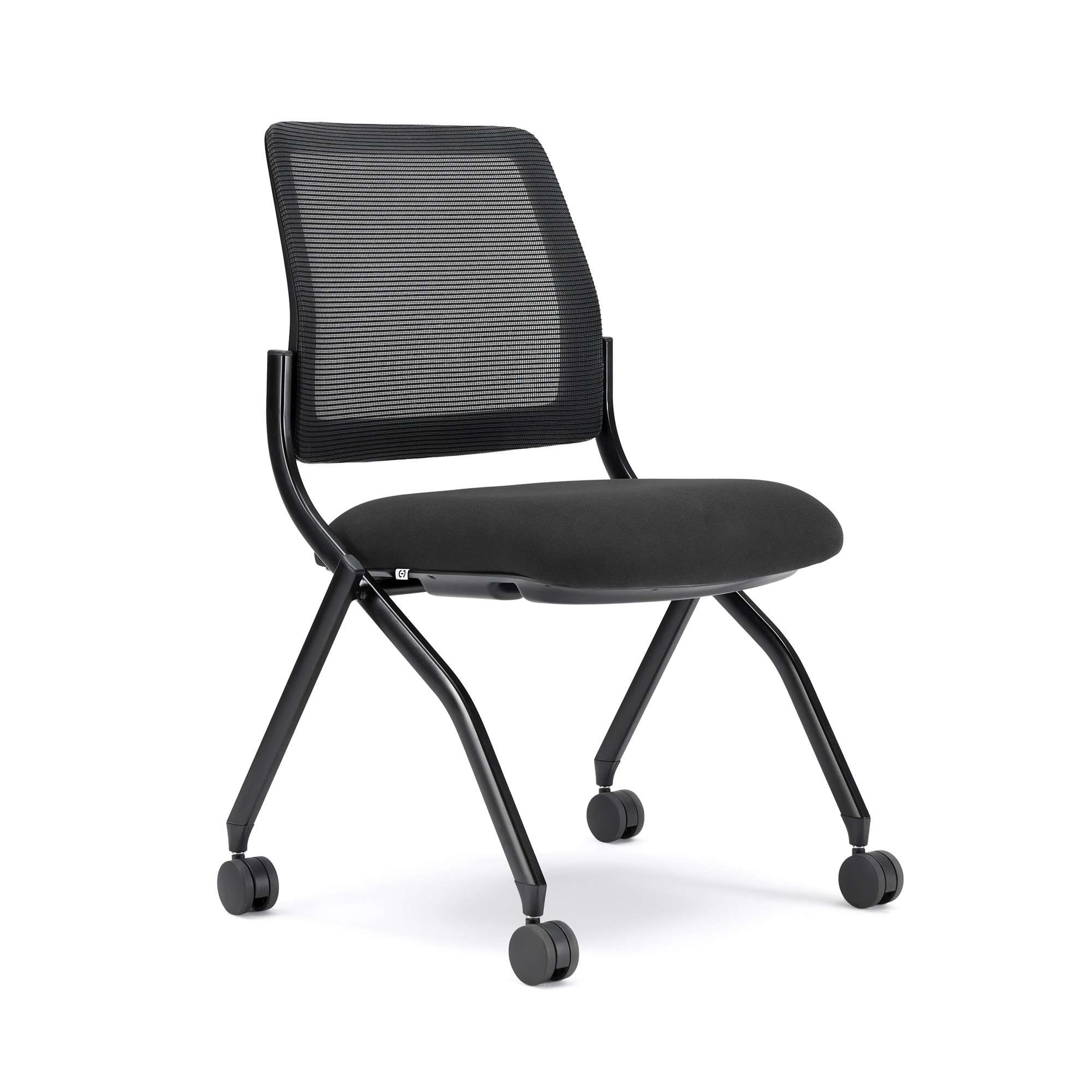 OfficeSource | Starlight | Armless Nesting Chair - Set of 2 - Charcoal Fabric - Black