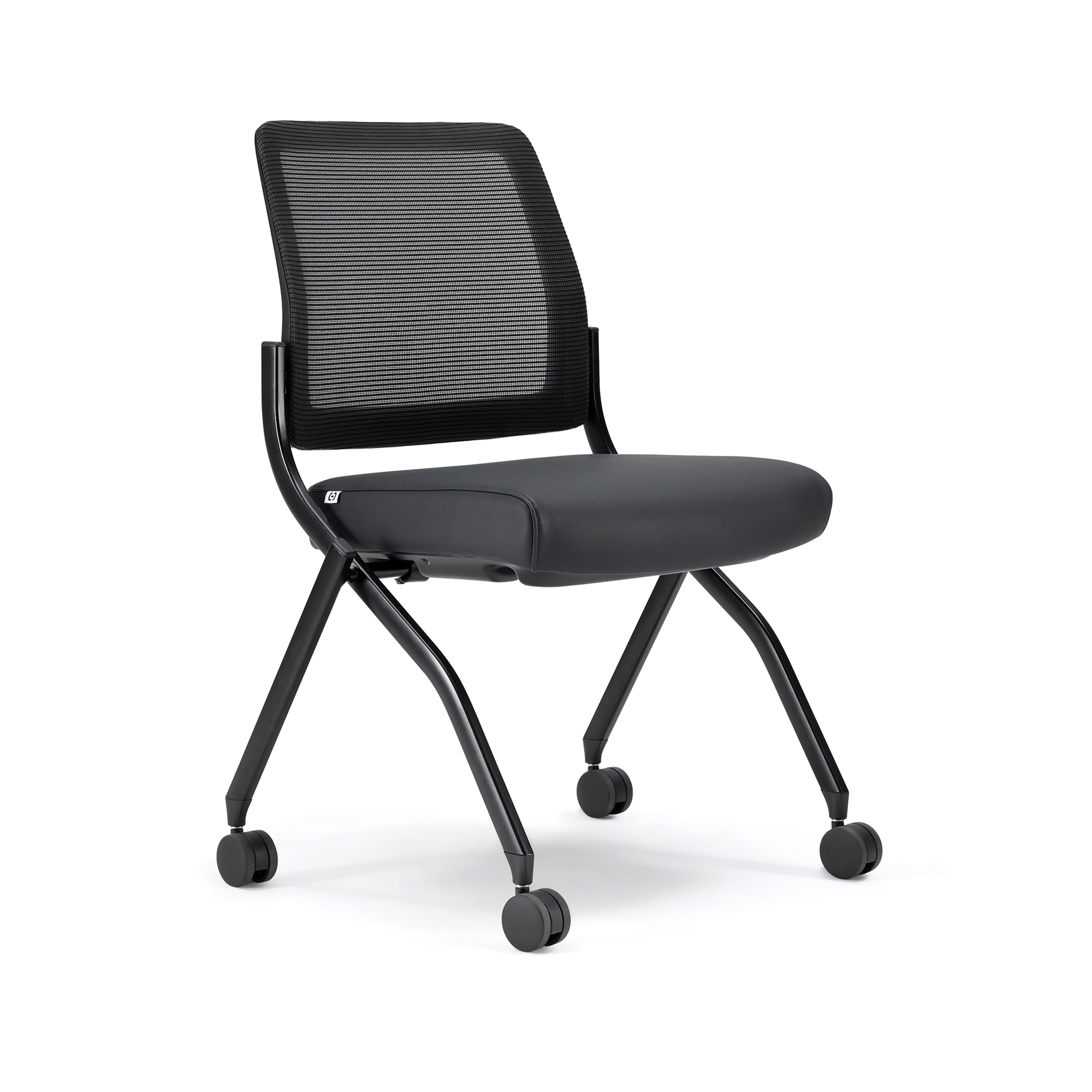 OfficeSource | Starlight | Armless Nesting Chair - Set of 2 - Black PU Leather - Black