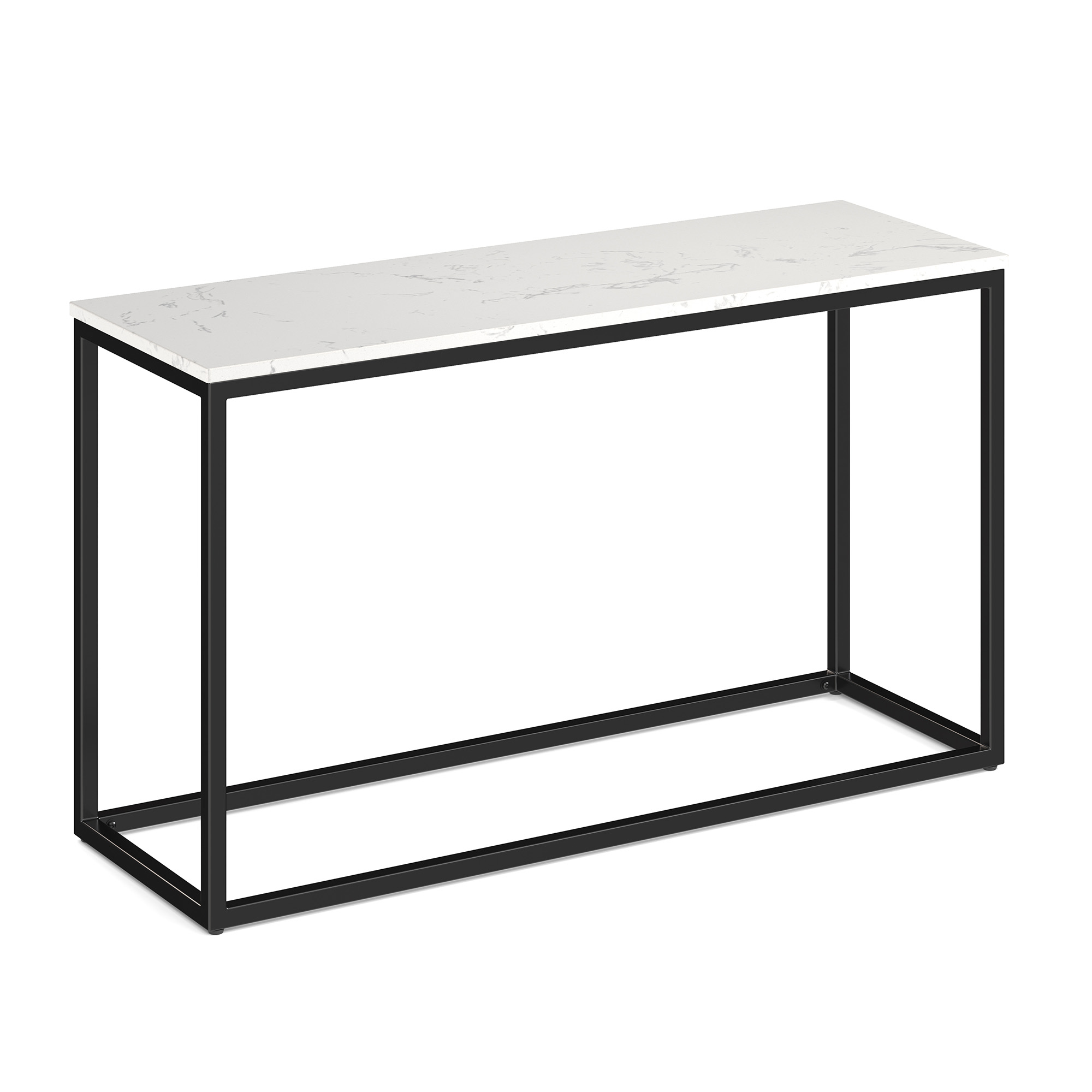 Lenox 16''x48'' Console Table with Black Metal Base - Quartz White - Black