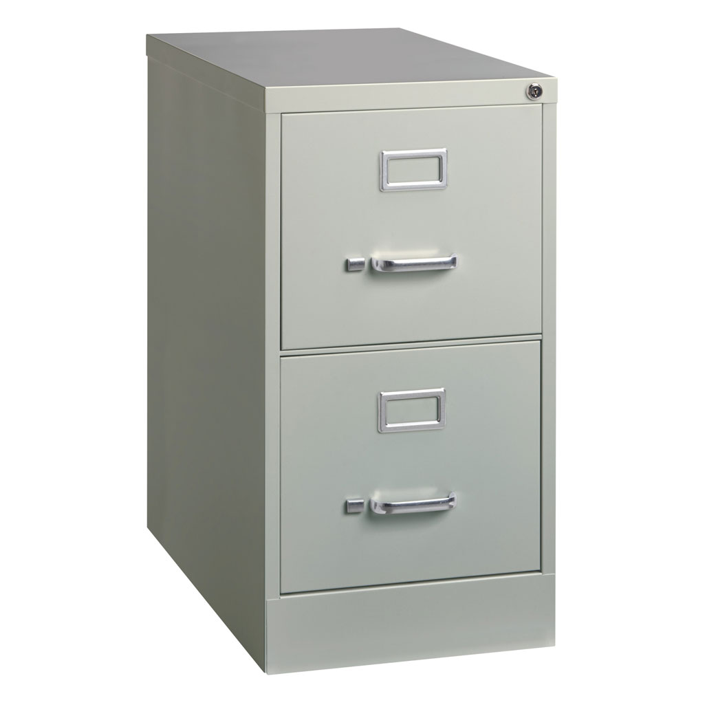 OfficeSource Steel Vertical File Collection 2 Drawer Vertical File Cabinet, 25'' Deep, Letter - Light Gray
