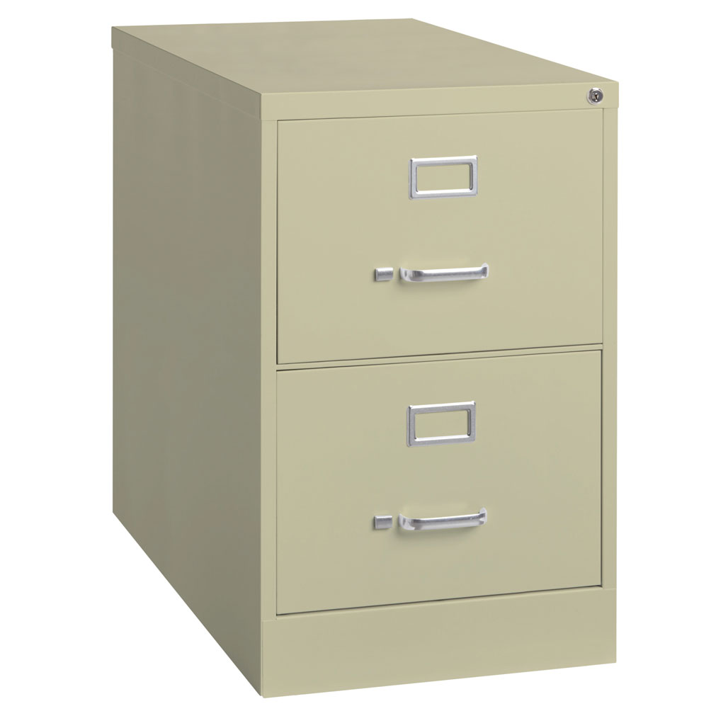 OfficeSource Steel Vertical File Collection 2 Drawer Vertical File Cabinet, 26.5'' Deep, Letter - Putty