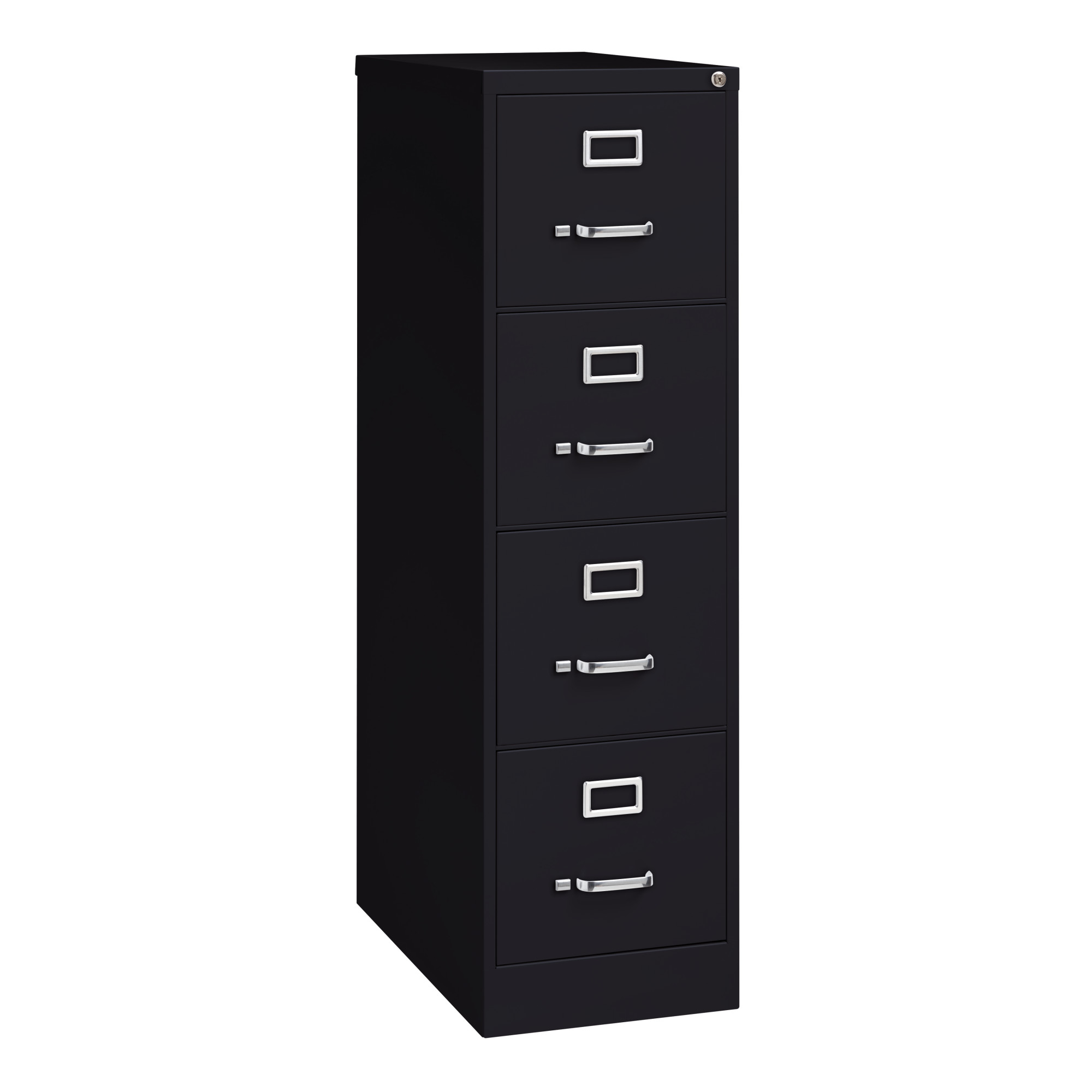 OfficeSource Steel Vertical File Collection 4 Drawer Vertical File Cabinet, 26.5'' Deep, Letter - Black