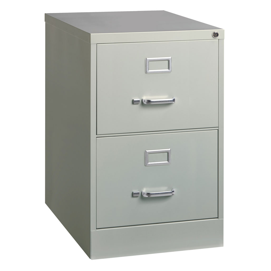 OfficeSource Steel Vertical File Collection 2 Drawer Vertical File Cabinet, 26.5'' Deep, Legal - Light Gray