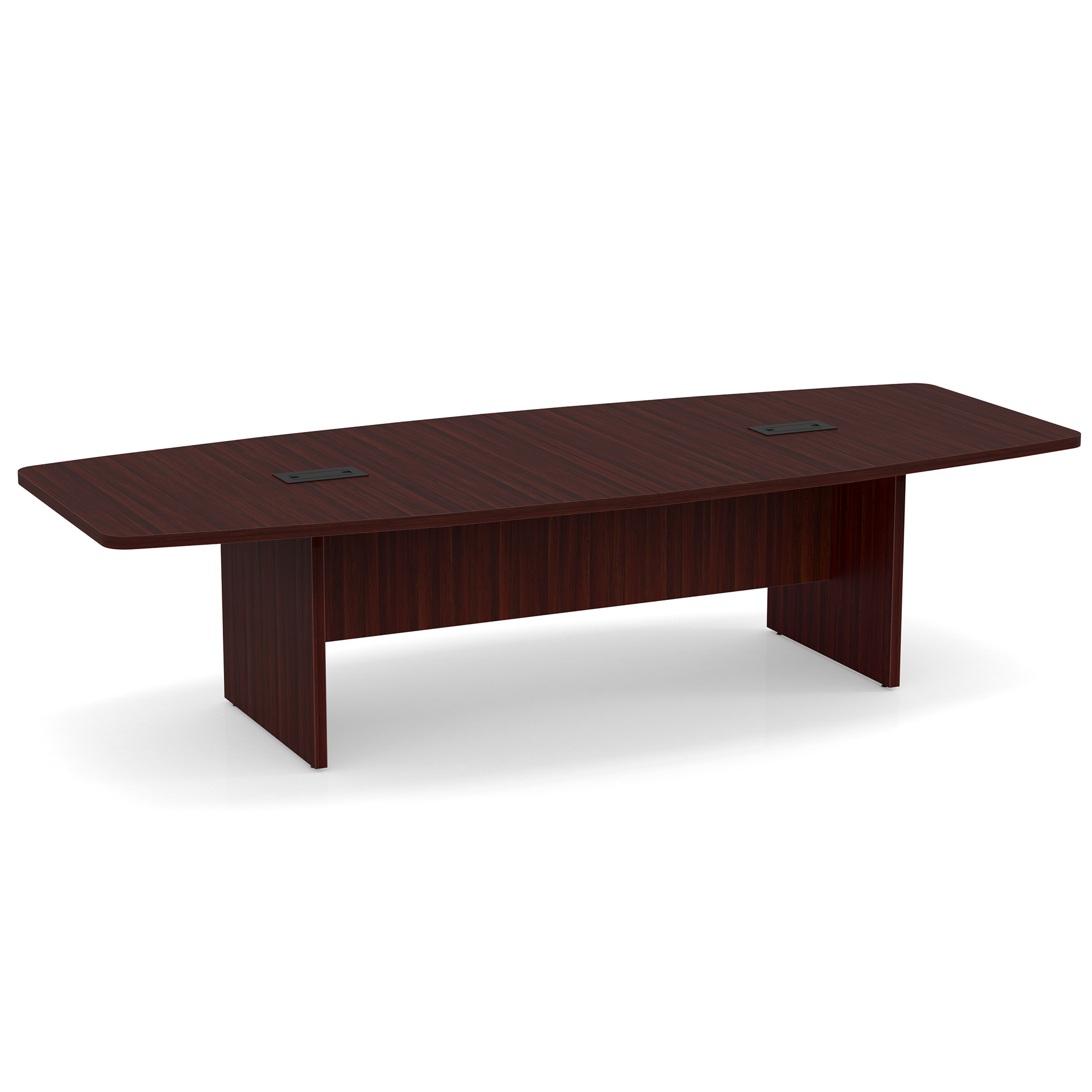 OfficeSource | OS Conference Tables | Boat Shaped Conference Table with Slab Base - 10' - Mahogany