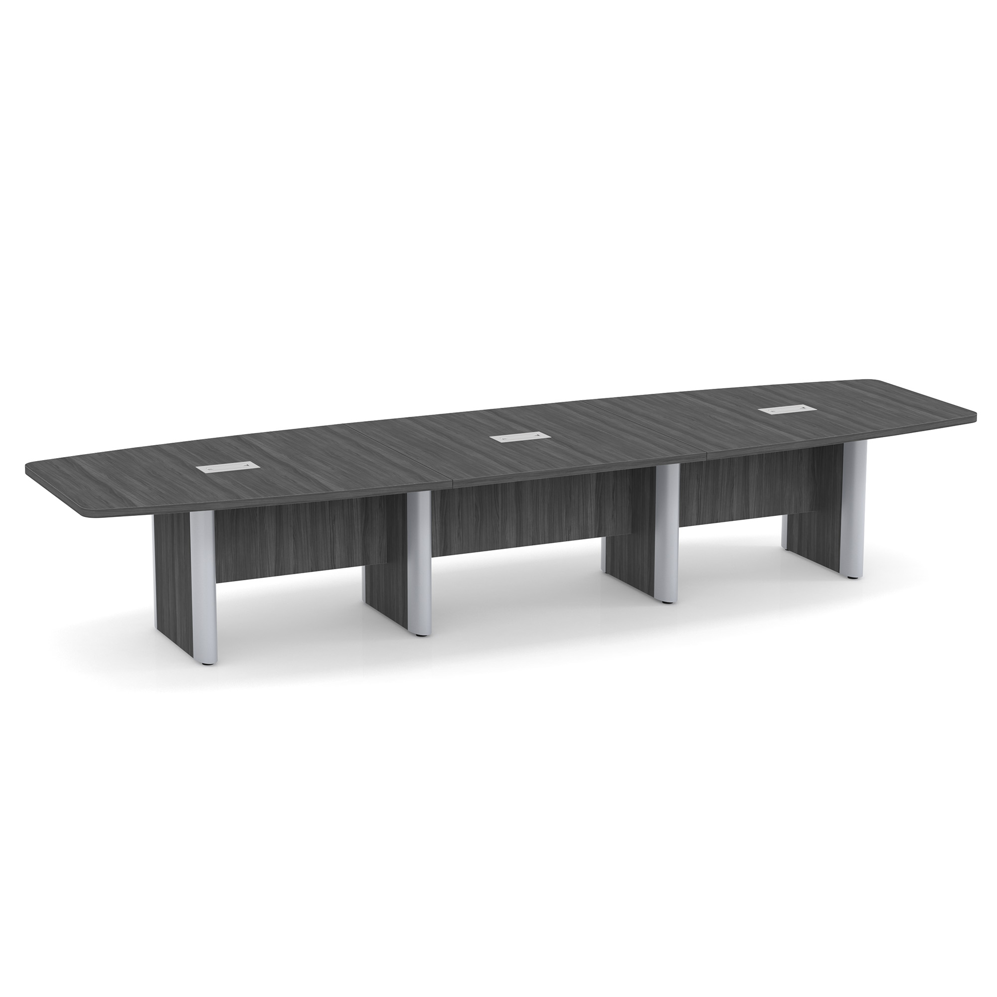 OfficeSource | OS Laminate Conference Tables | Expandable Boat Shaped Conference Table with Elliptical Base - 14' - Coastal Gray