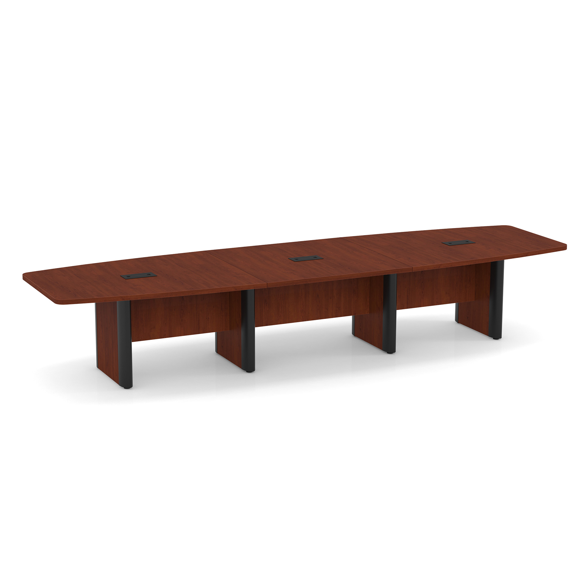 OfficeSource | OS Laminate Conference Tables | Expandable Boat Shaped Conference Table with Elliptical Base - 14' - Cherry
