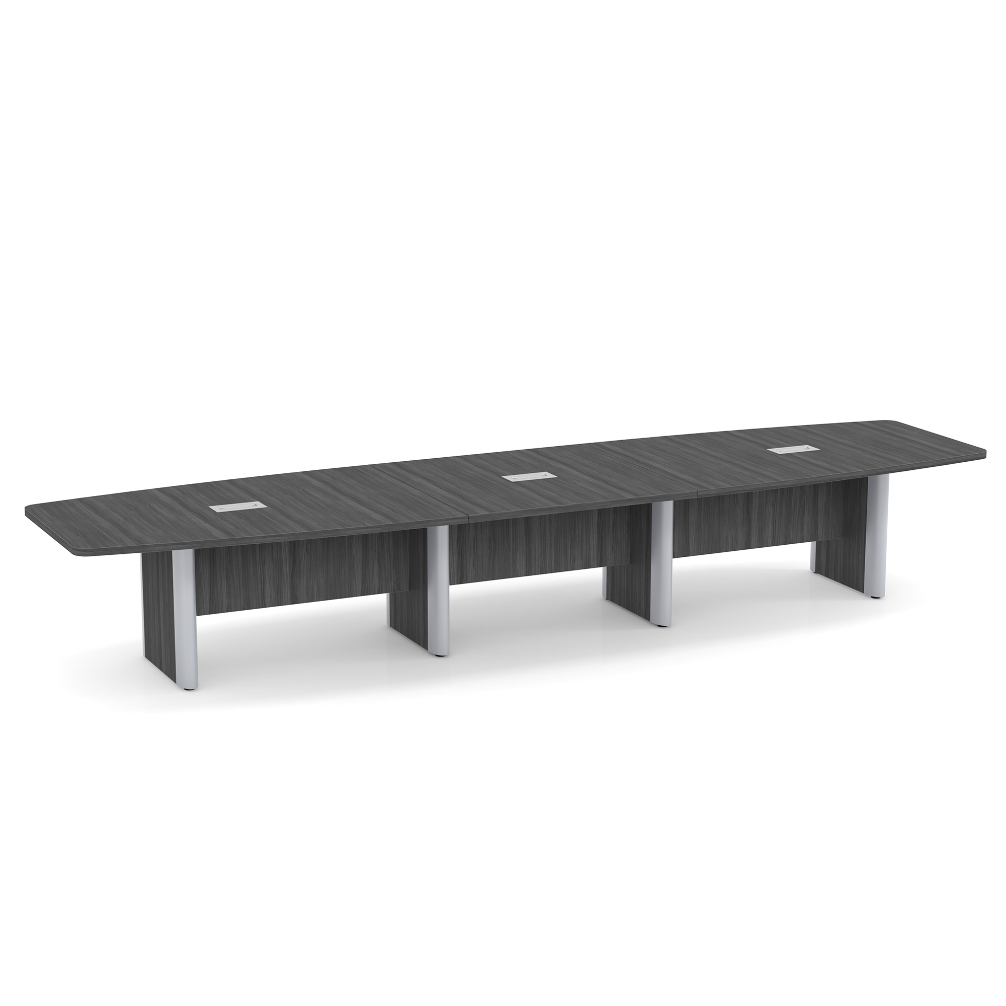 OfficeSource | OS Laminate Conference Tables | Expandable Boat Shaped Conference Table with Elliptical Base - 16' - Coastal Gray