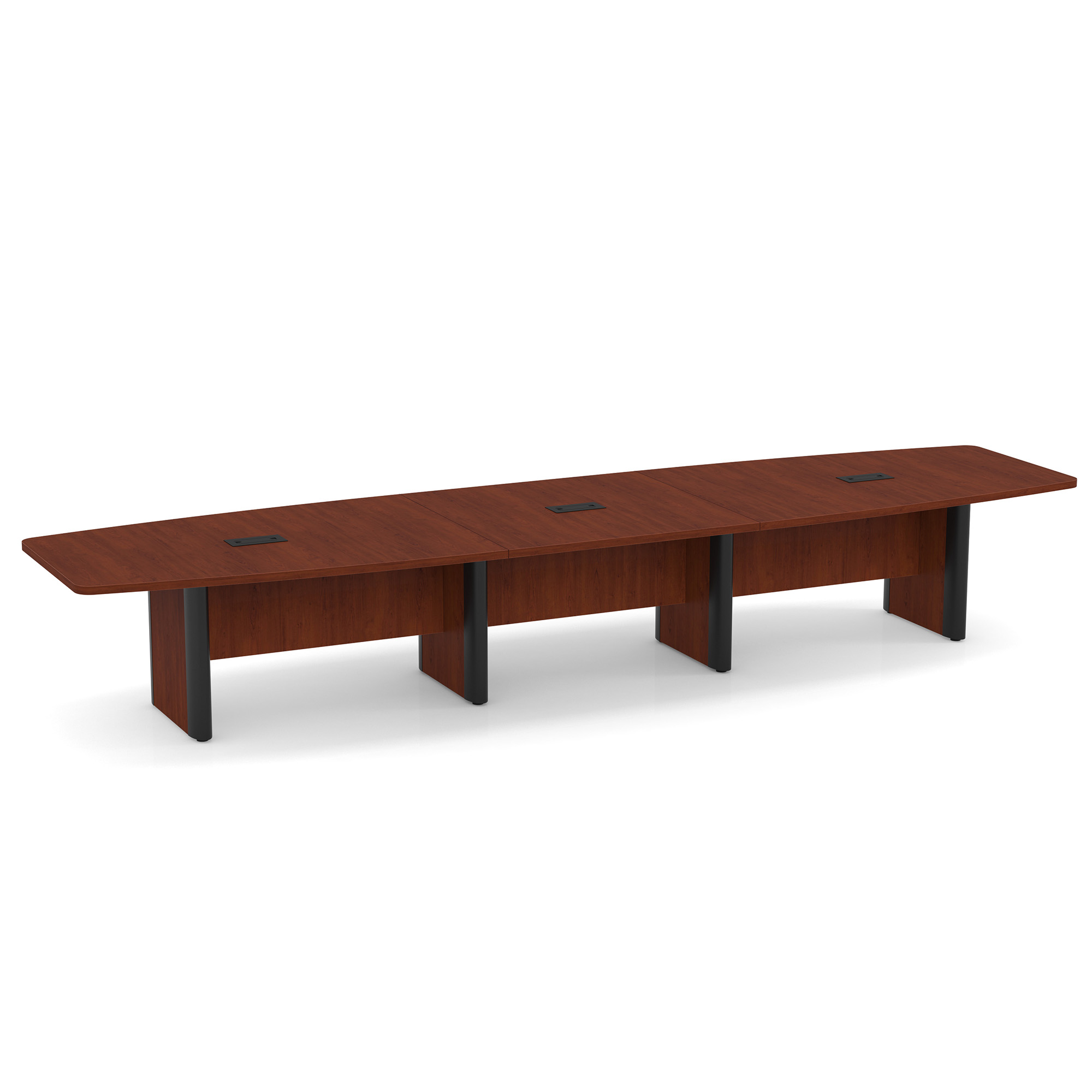 OfficeSource | OS Laminate Conference Tables | Expandable Boat Shaped Conference Table with Elliptical Base - 16' - Cherry