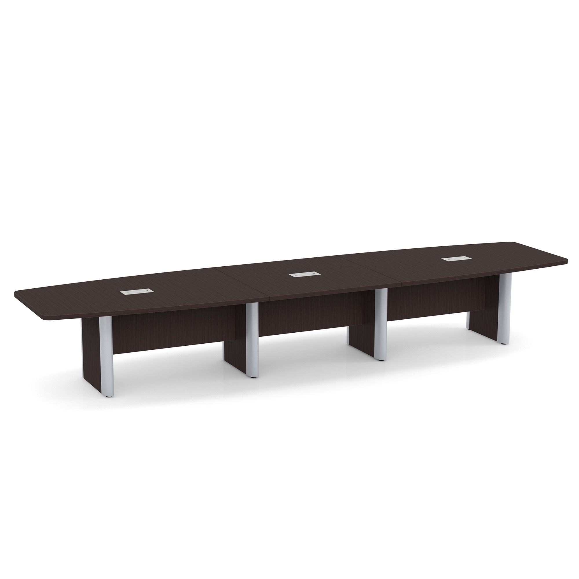 OfficeSource | OS Laminate Conference Tables | Expandable Boat Shaped Conference Table with Elliptical Base - 16' - Espresso