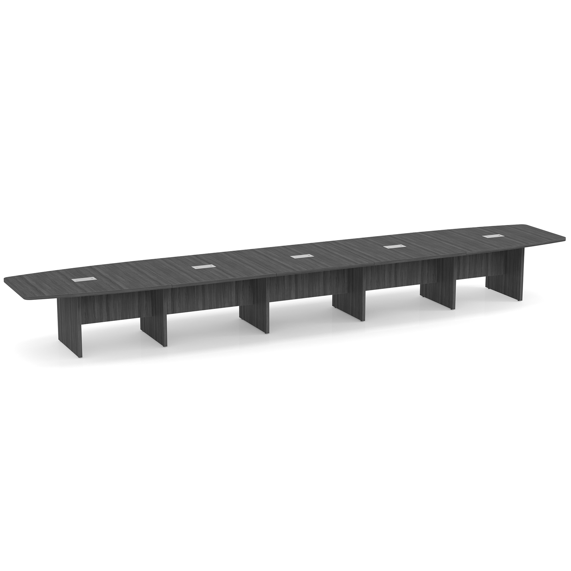 OfficeSource | OS Laminate Conference Tables | Expandable Boat Shaped Conference Table with Slab Base - 22' - Coastal Gray