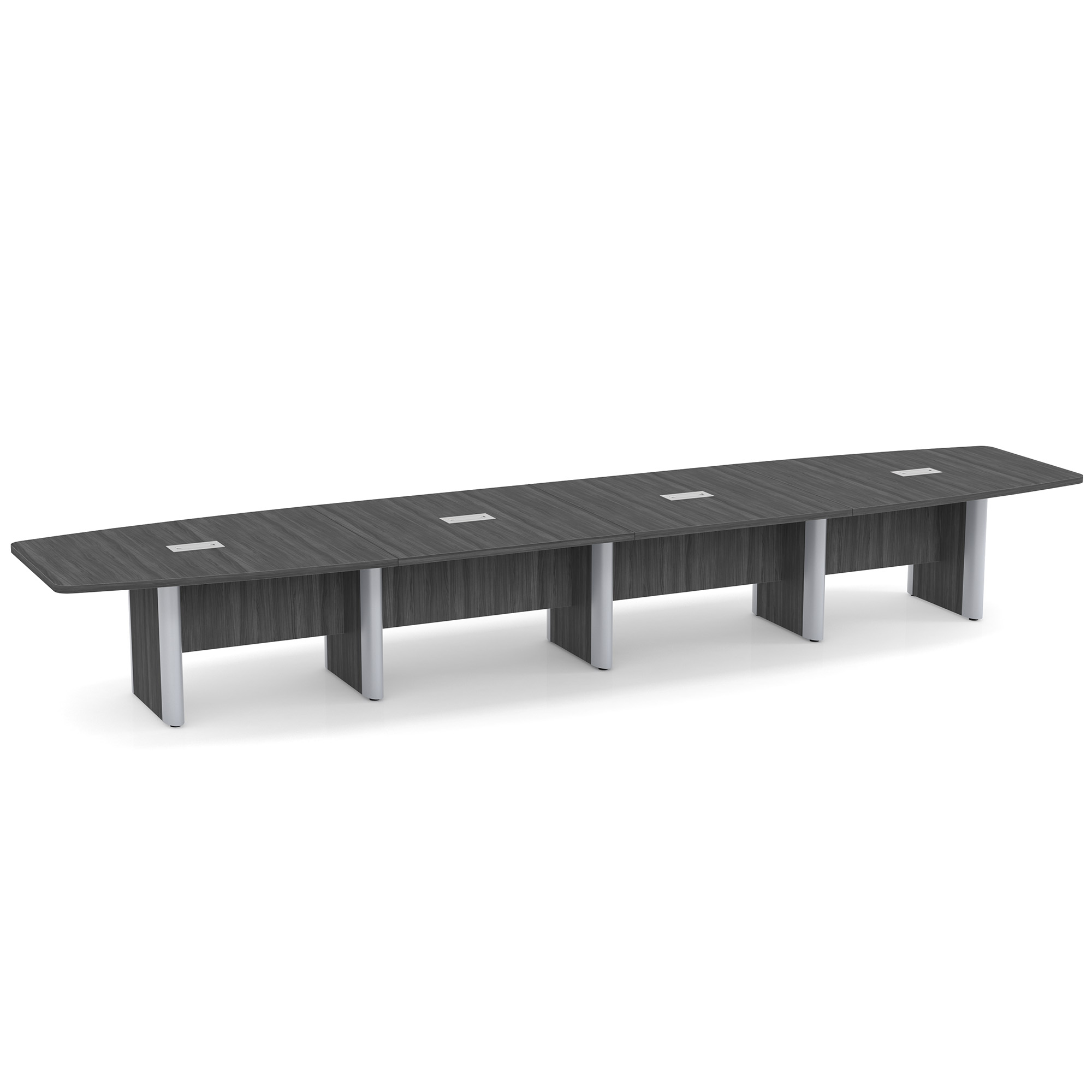 OfficeSource | OS Laminate Conference Tables | Expandable Boat Shaped Conference Table with Elliptical Base - 18' - Coastal Gray