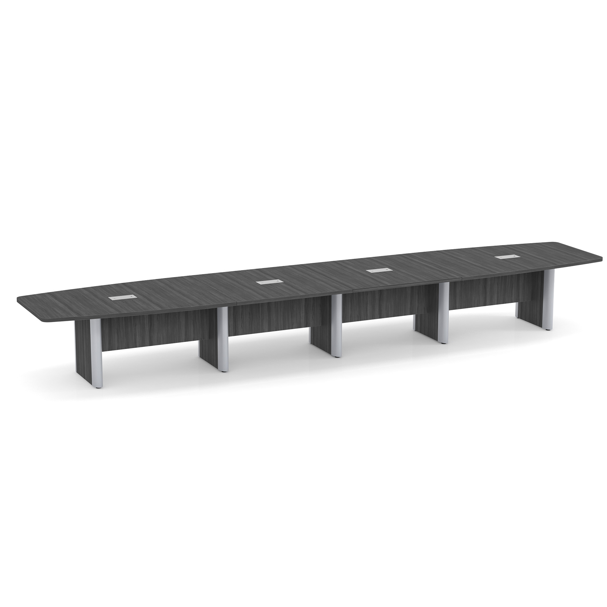 OfficeSource | OS Laminate Conference Tables | Expandable Boat Shaped Conference Table with Elliptical Base - 20' - Coastal Gray
