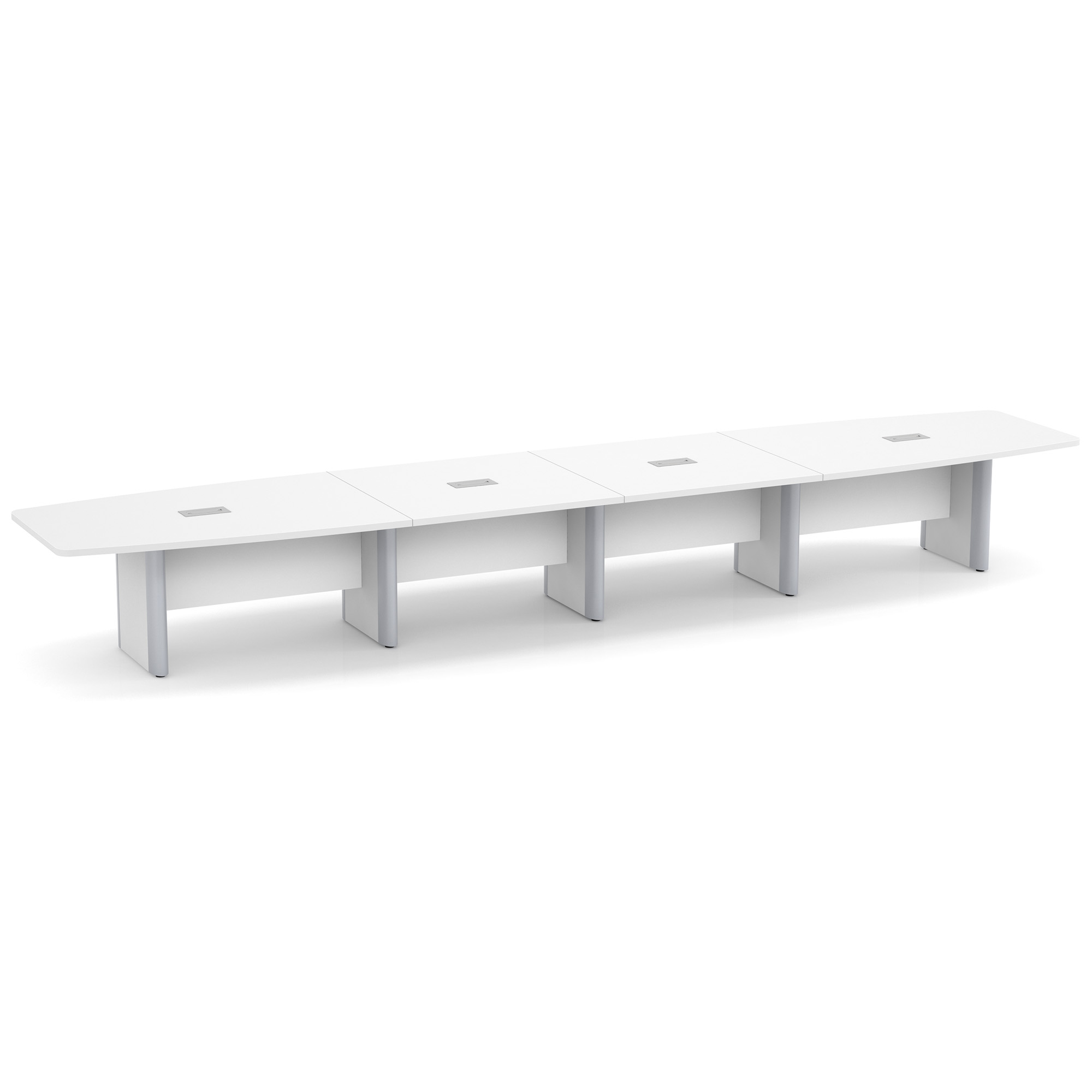 OfficeSource | OS Laminate Conference Tables | Expandable Boat Shaped Conference Table with Elliptical Base - 20' - White