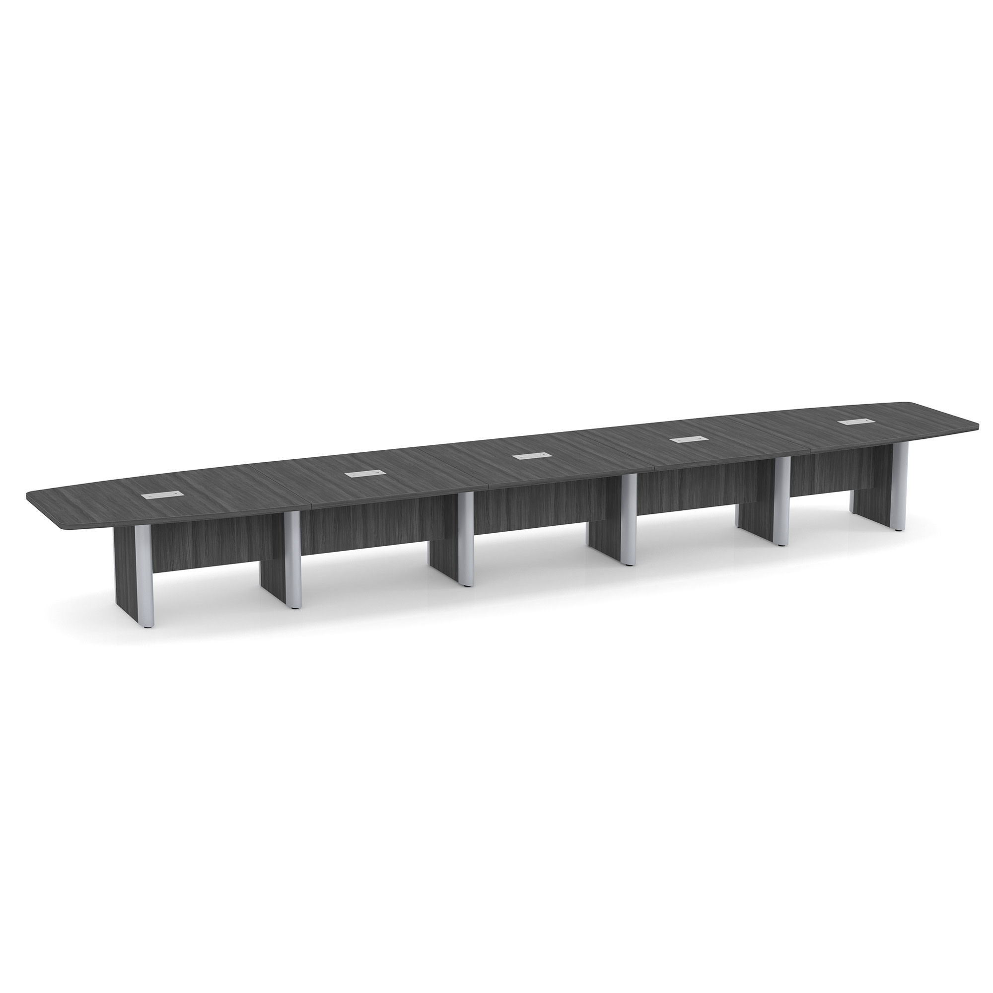 OfficeSource | OS Laminate Conference Tables | Expandable Boat Shaped Conference Table with Elliptical Base - 22' - Coastal Gray