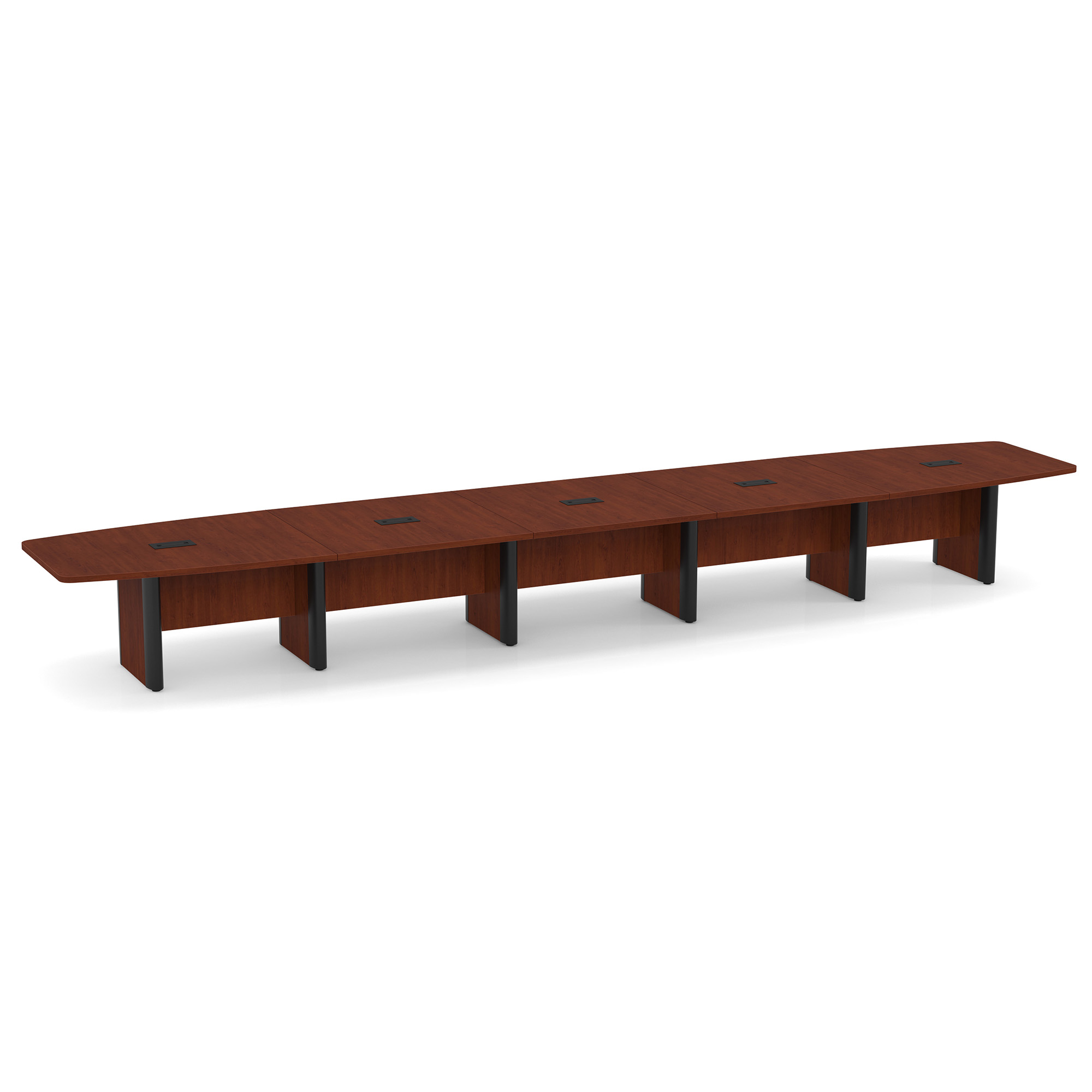 OfficeSource | OS Laminate Conference Tables | Expandable Boat Shaped Conference Table with Elliptical Base - 22' - Cherry